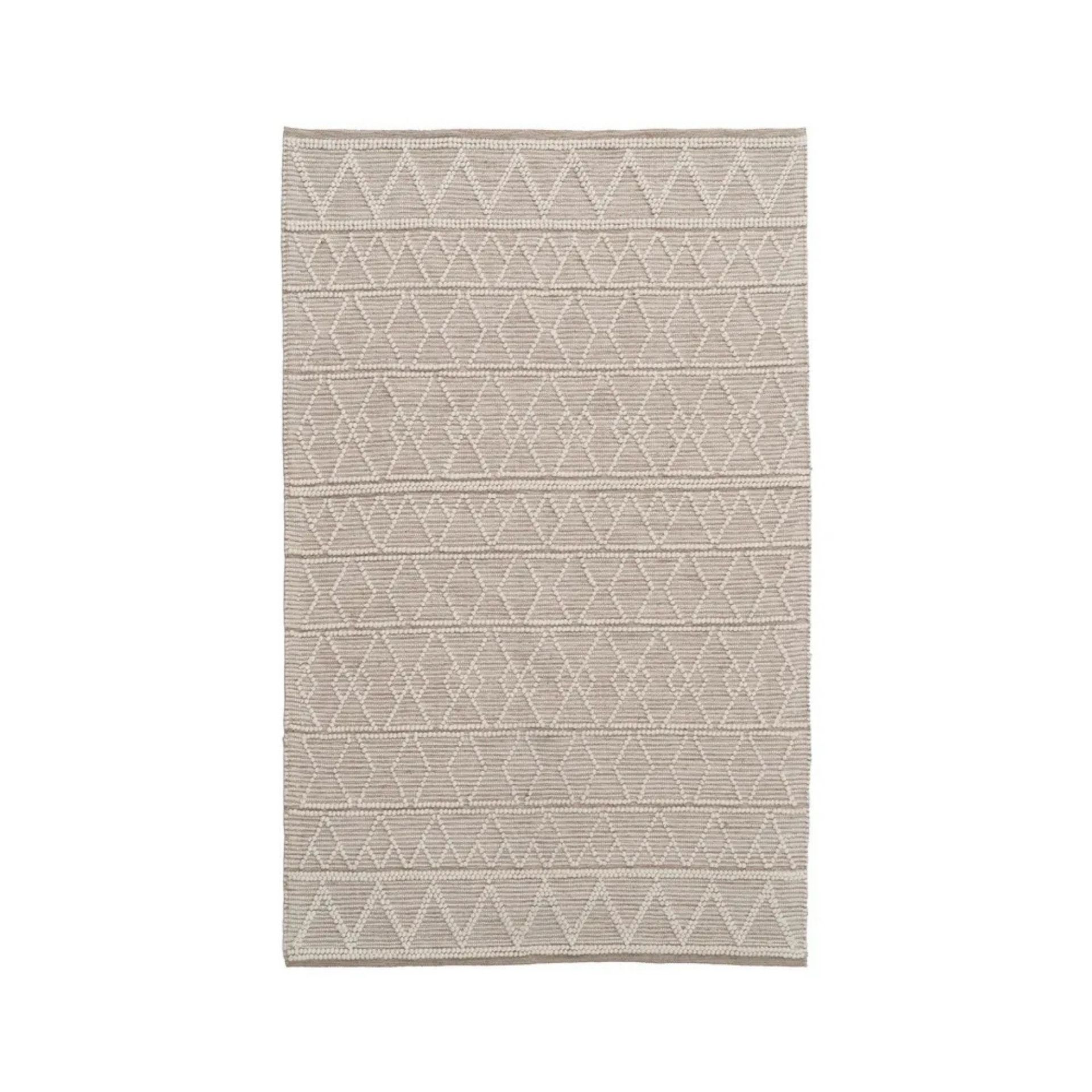 Alfombra crema de lana y algodón con relieve Boho 160x230cm