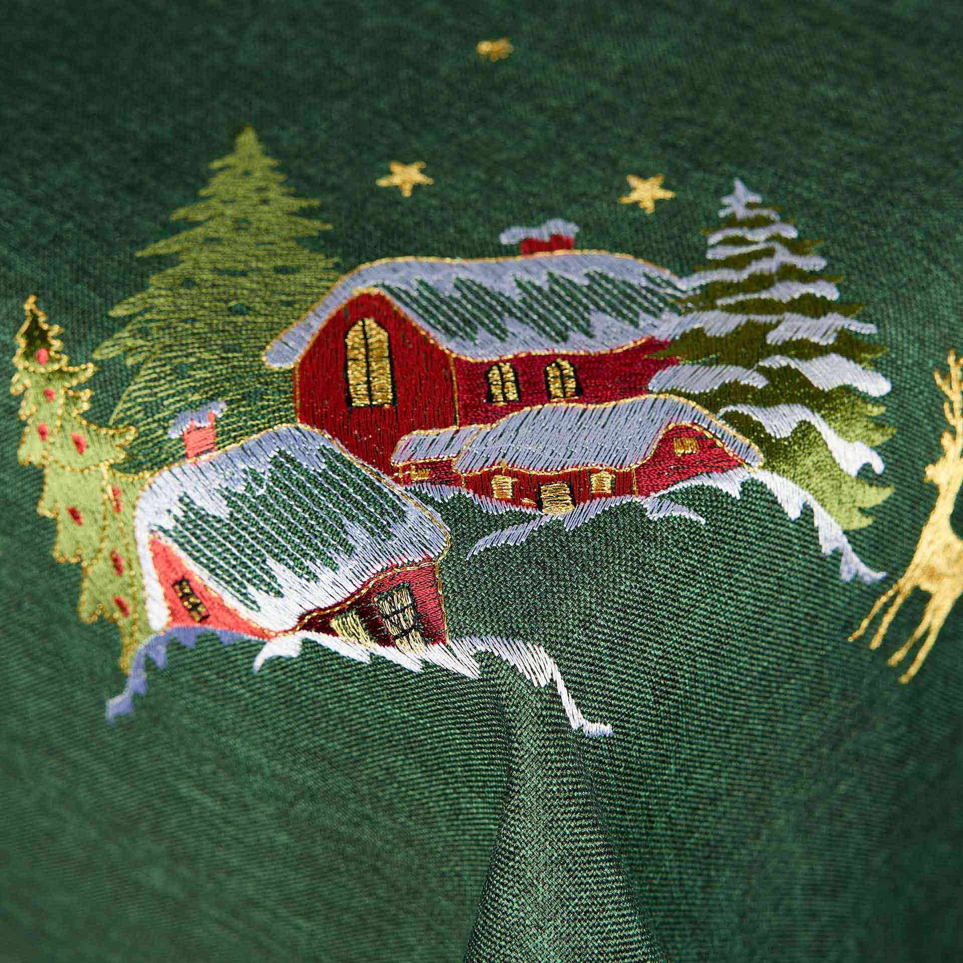 Mantel verde bordado Pueblo 150x250cm