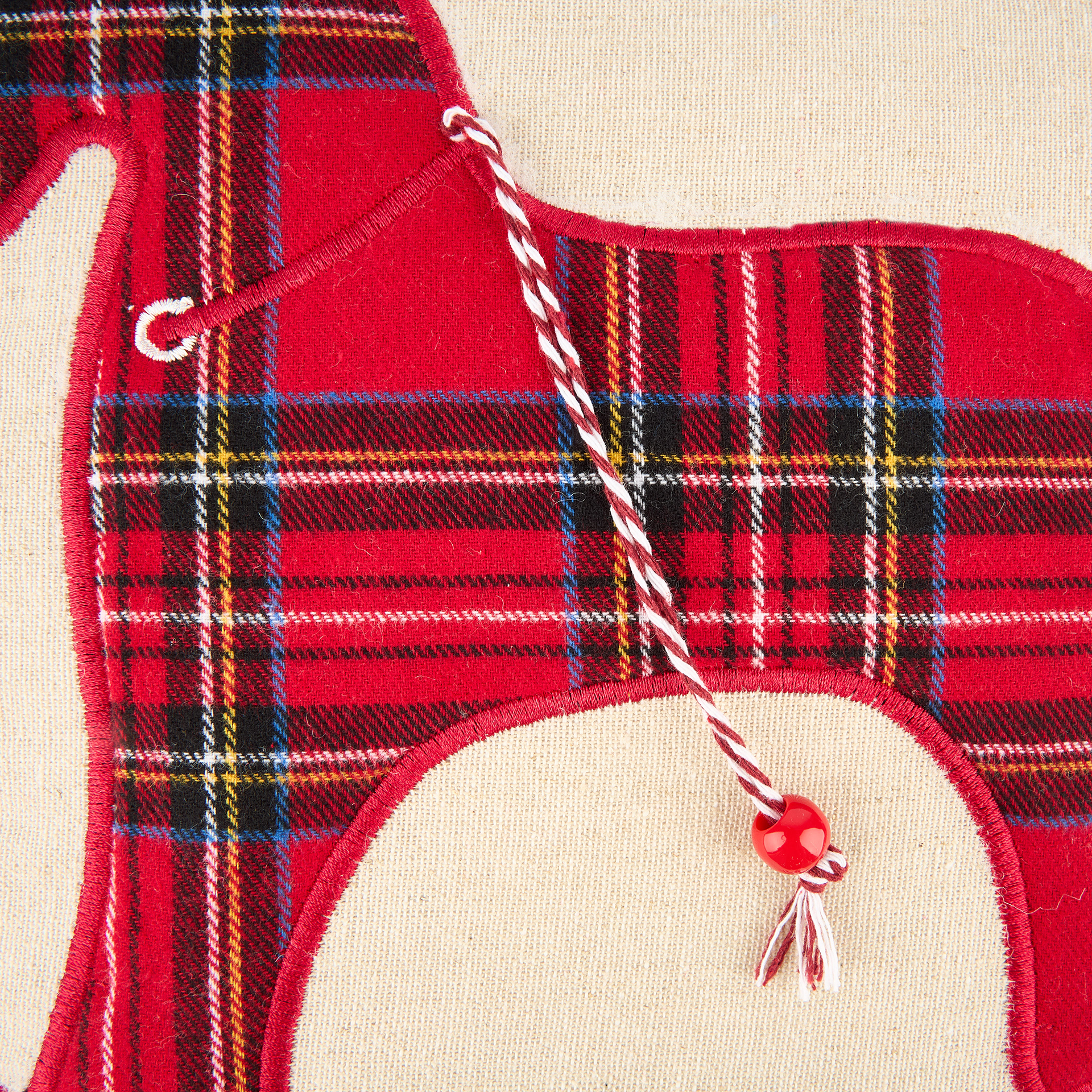 Funda de cojín Caballo balancín de tartán 45x45cm