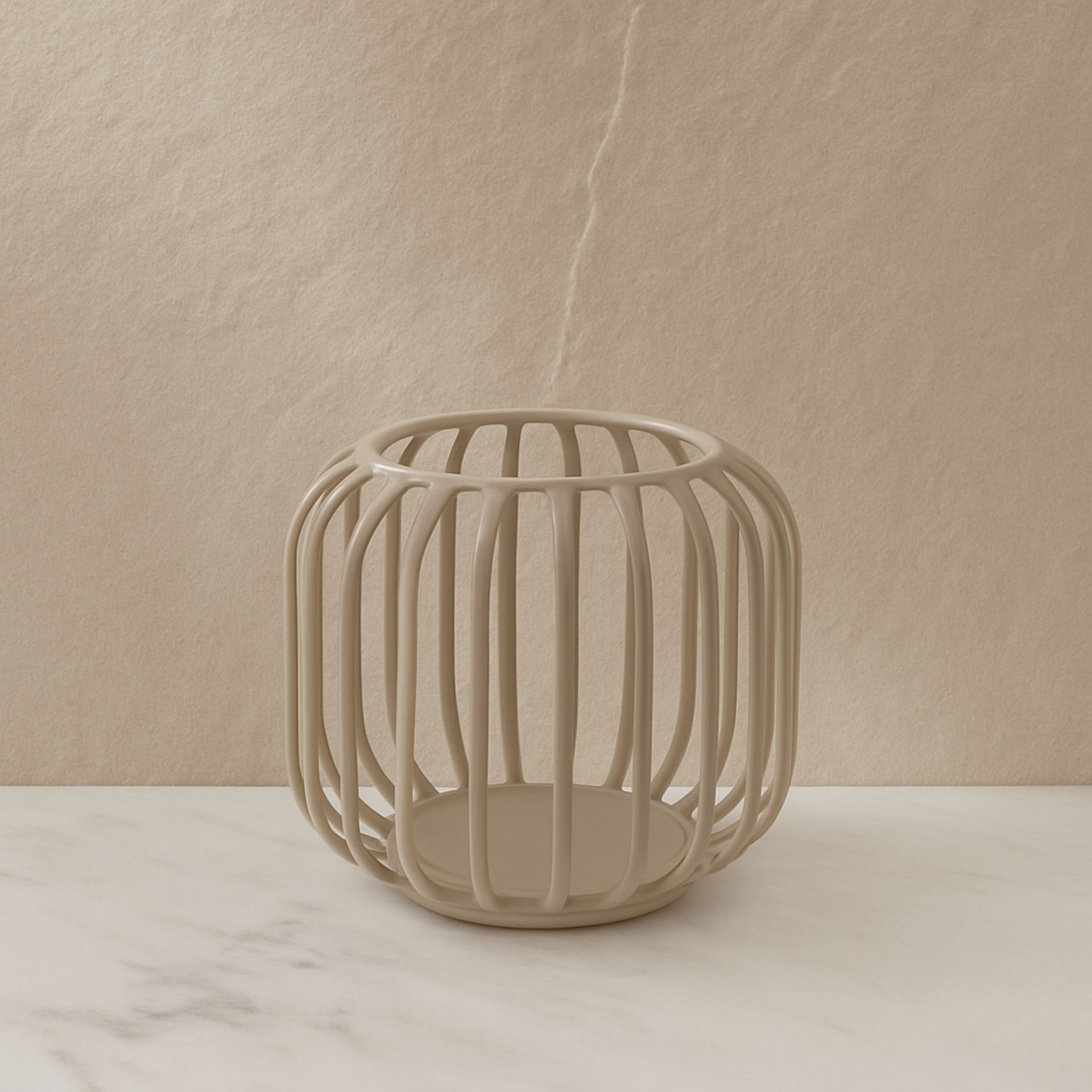 Farol de metal beige Adrio Ø15x13cm