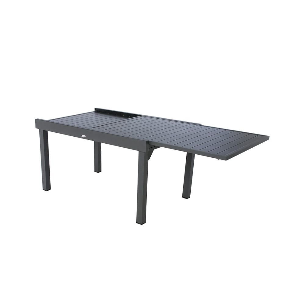 Mesa de jard&iacute;n extensible de aluminio gris Flamin 135/270x90cm