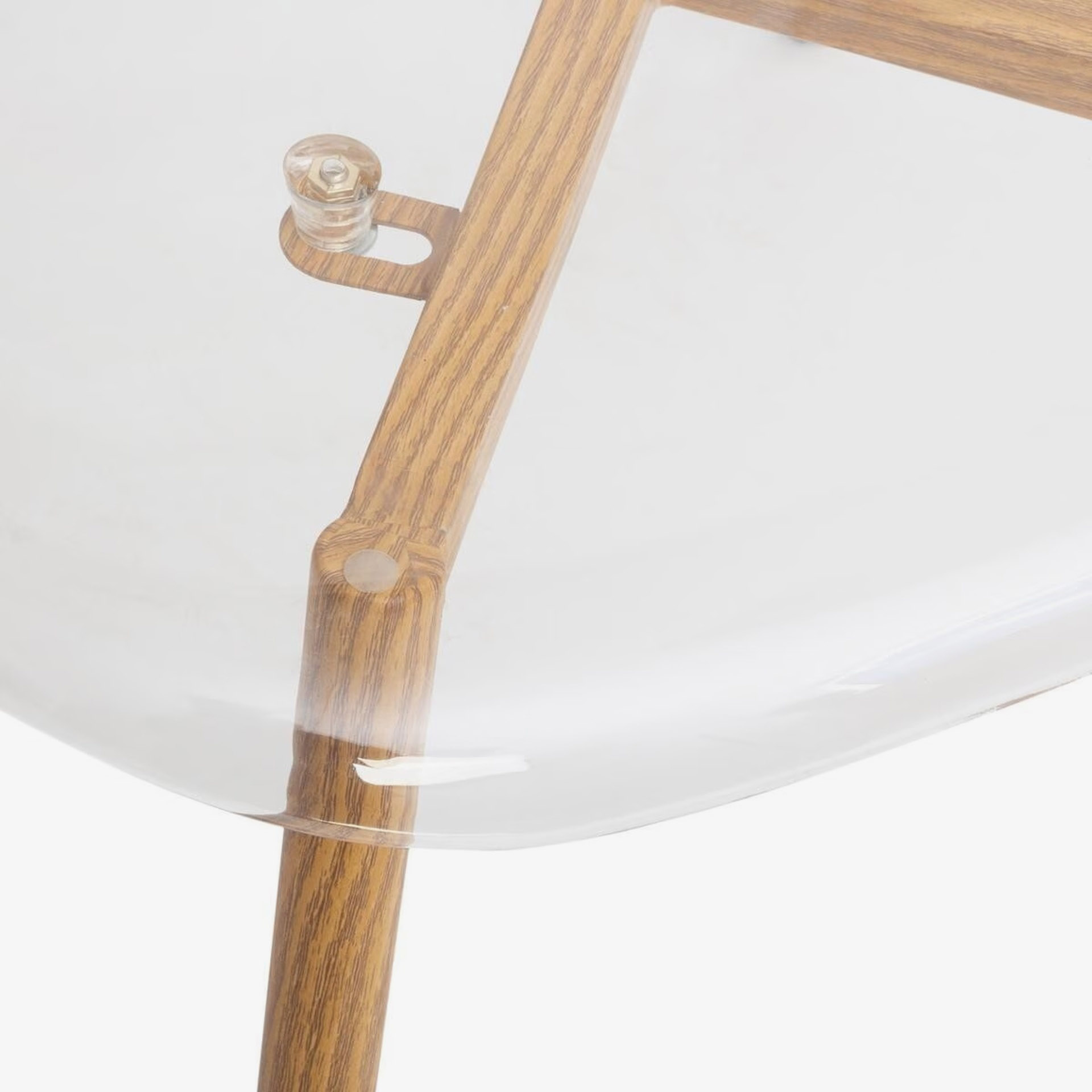 Silla de comedor transparente con patas de metal efecto madera Orel