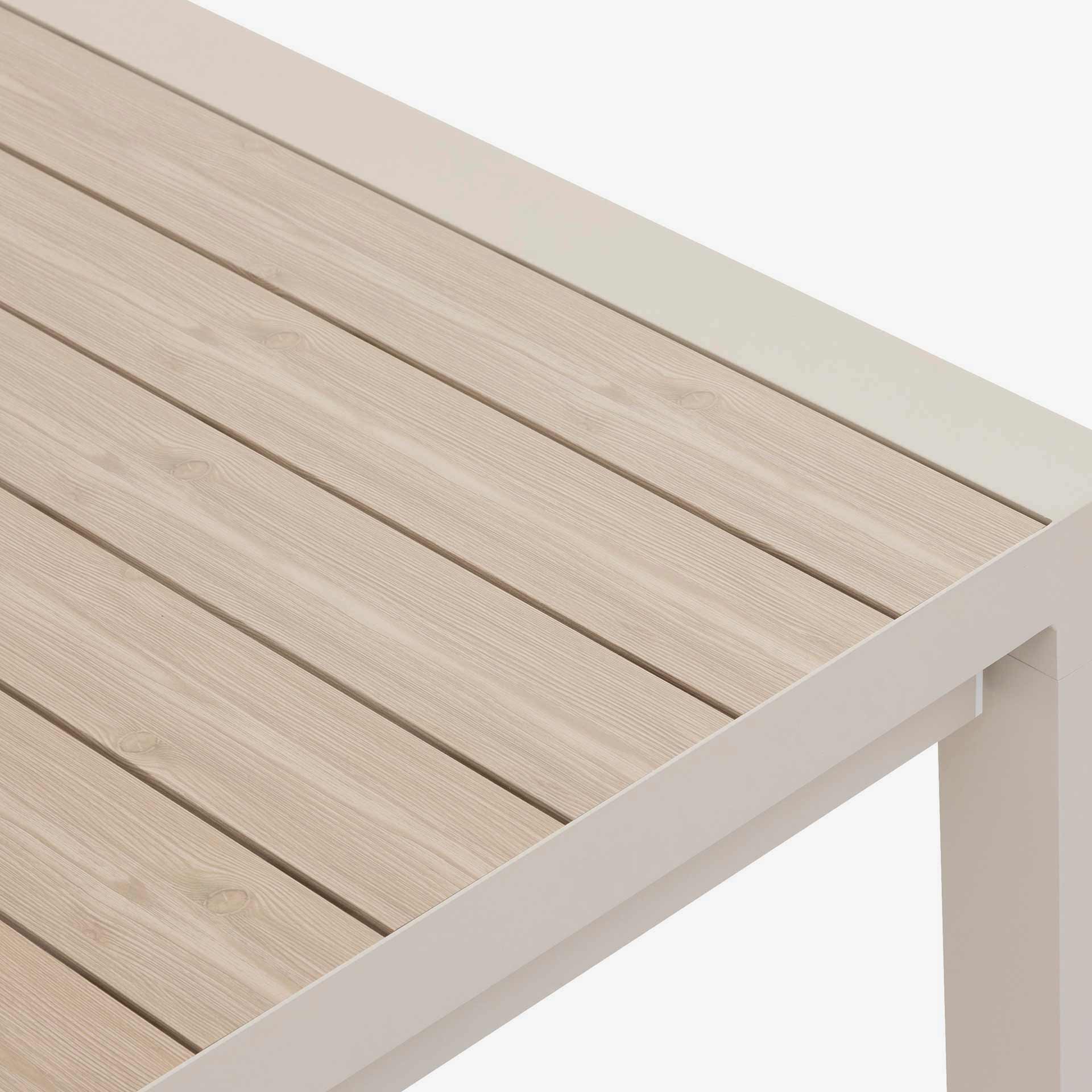 Mesa de comedor de jard&iacute;n extensible de aluminio crema Evora 214x110x77cm