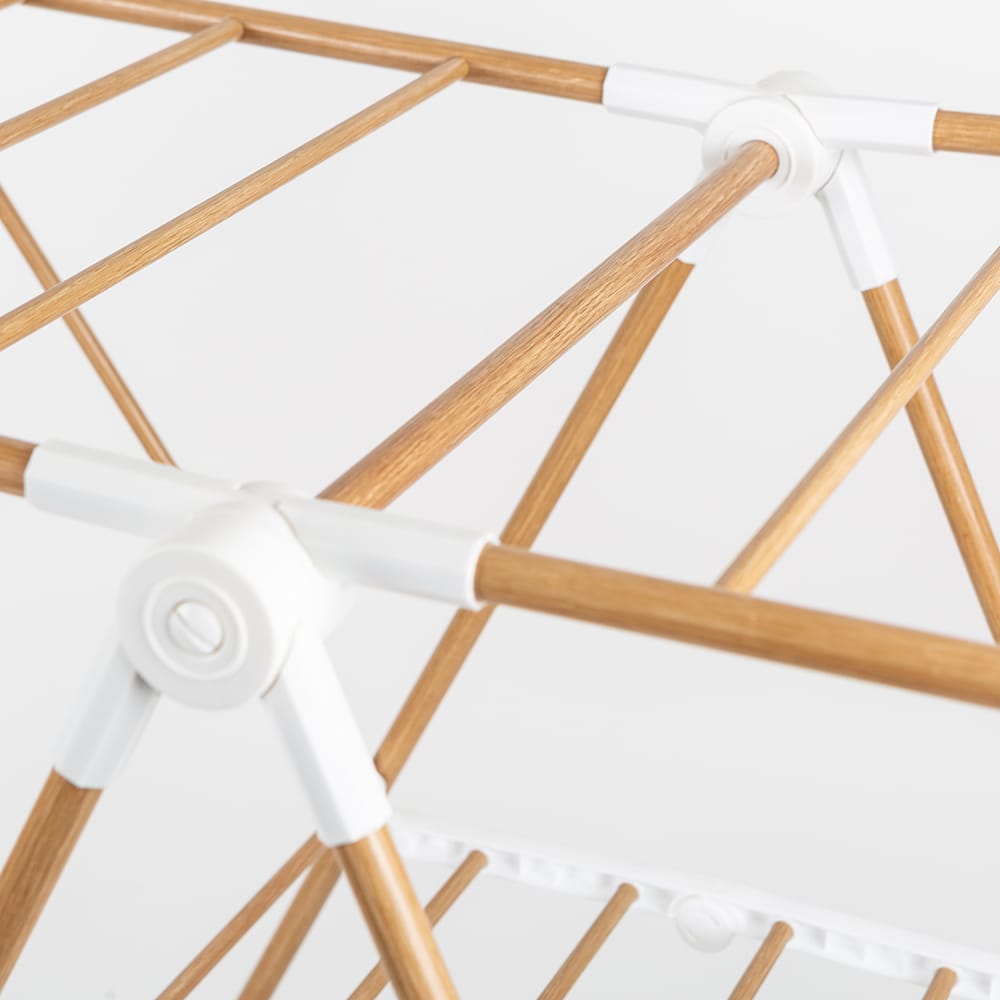 Tendedero plegable de acero inoxidable efecto madera 139x51x92cm