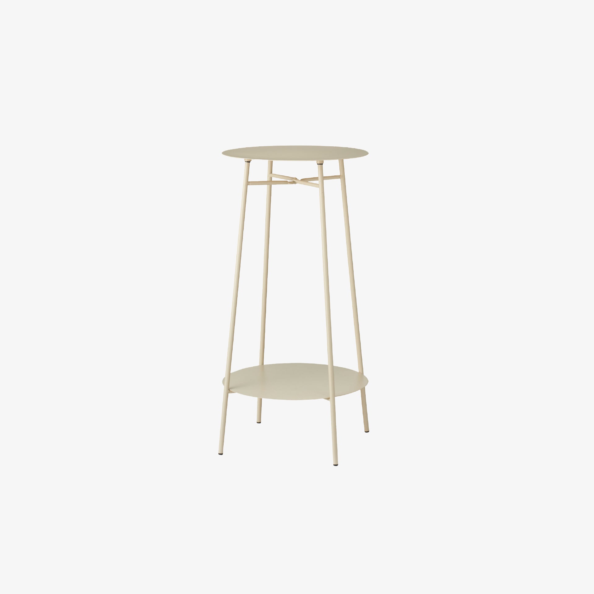 Mesita auxiliar metálica alta con 2 baldas