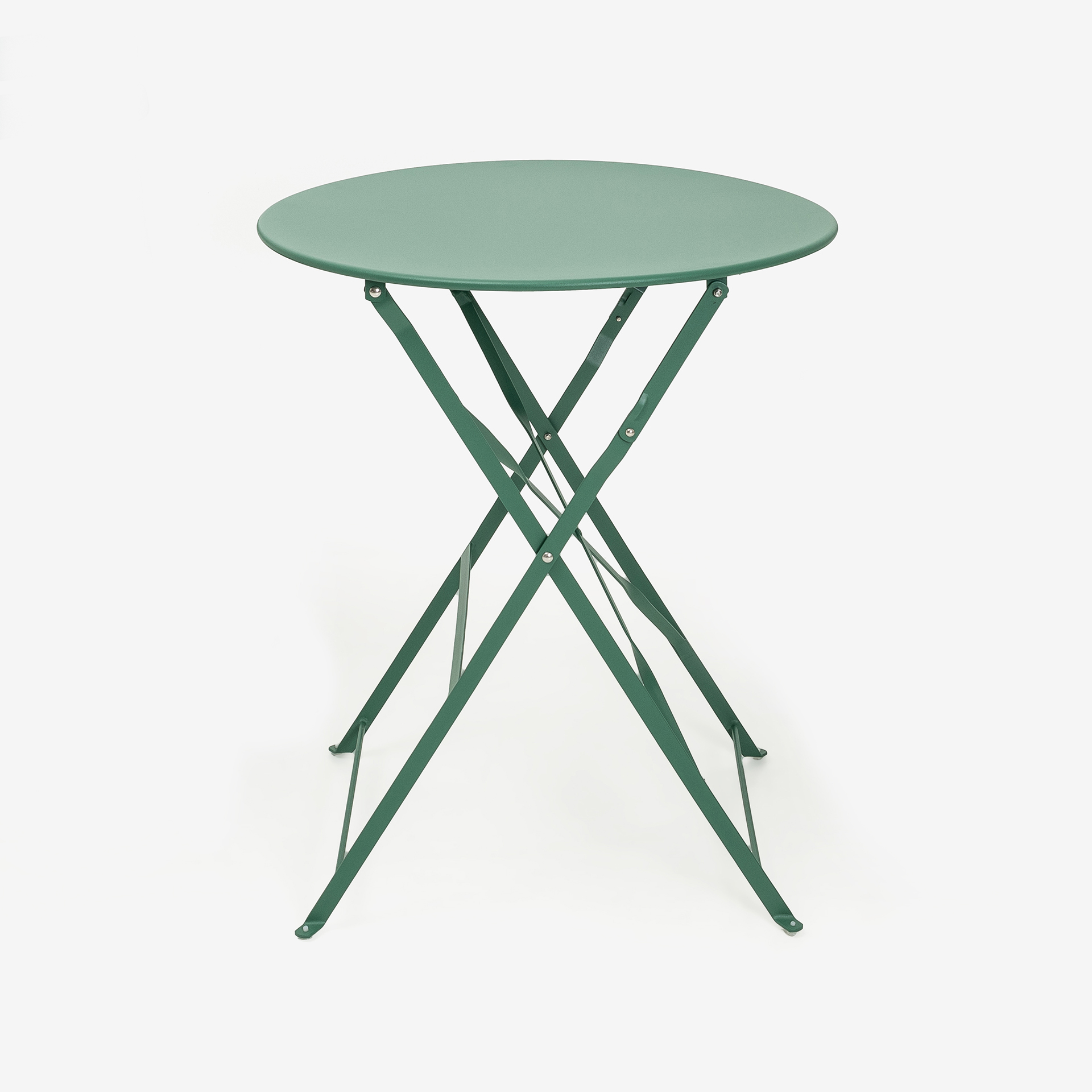 Set de jardín plegable de mesa y 2 sillas de acero verde Bistro