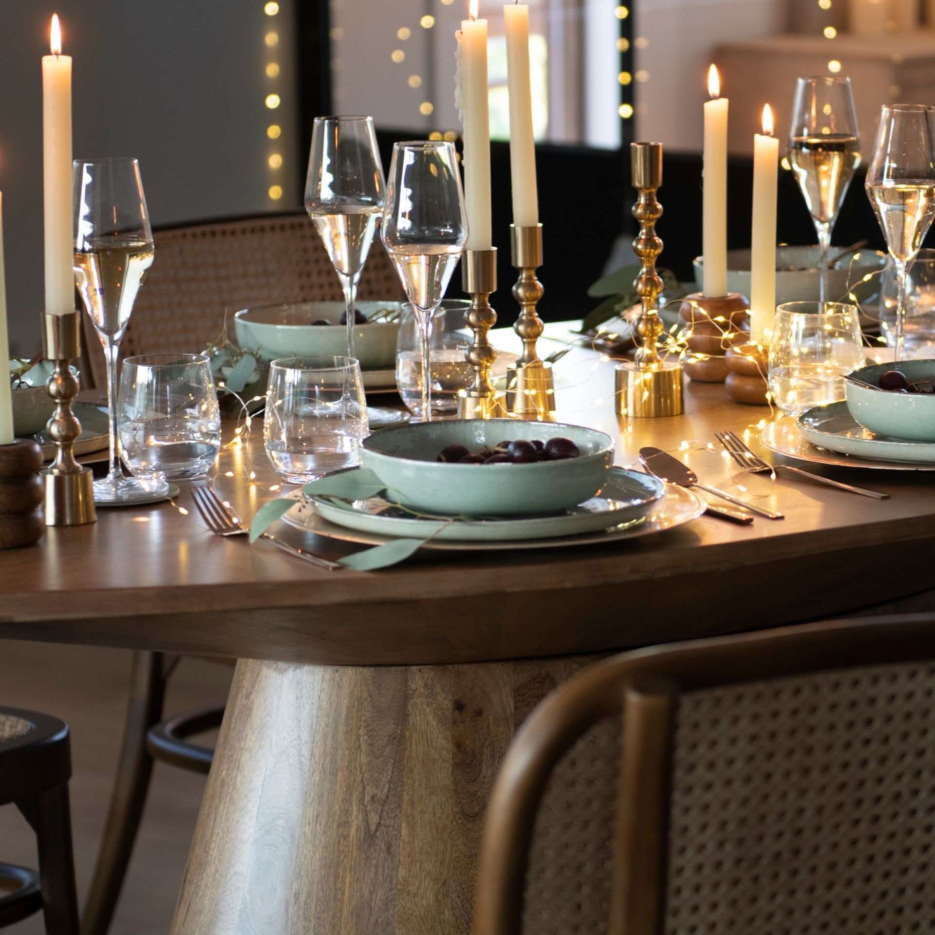 Vajilla de 12 piezas de porcelana verde Olite