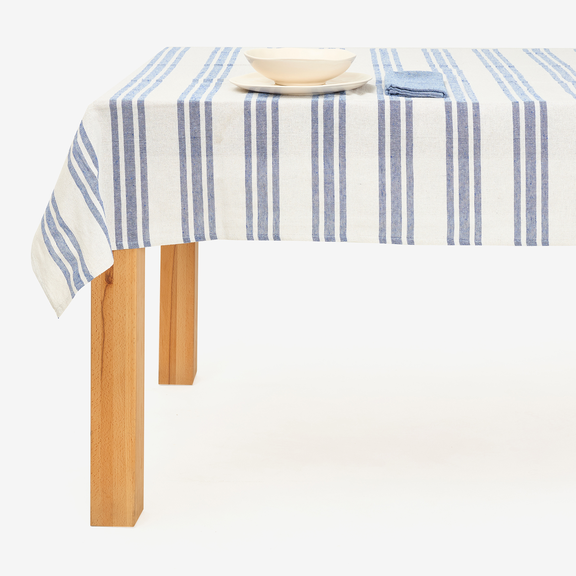 Mantel de algod&oacute;n rayas gruesas Maya 150x250cm