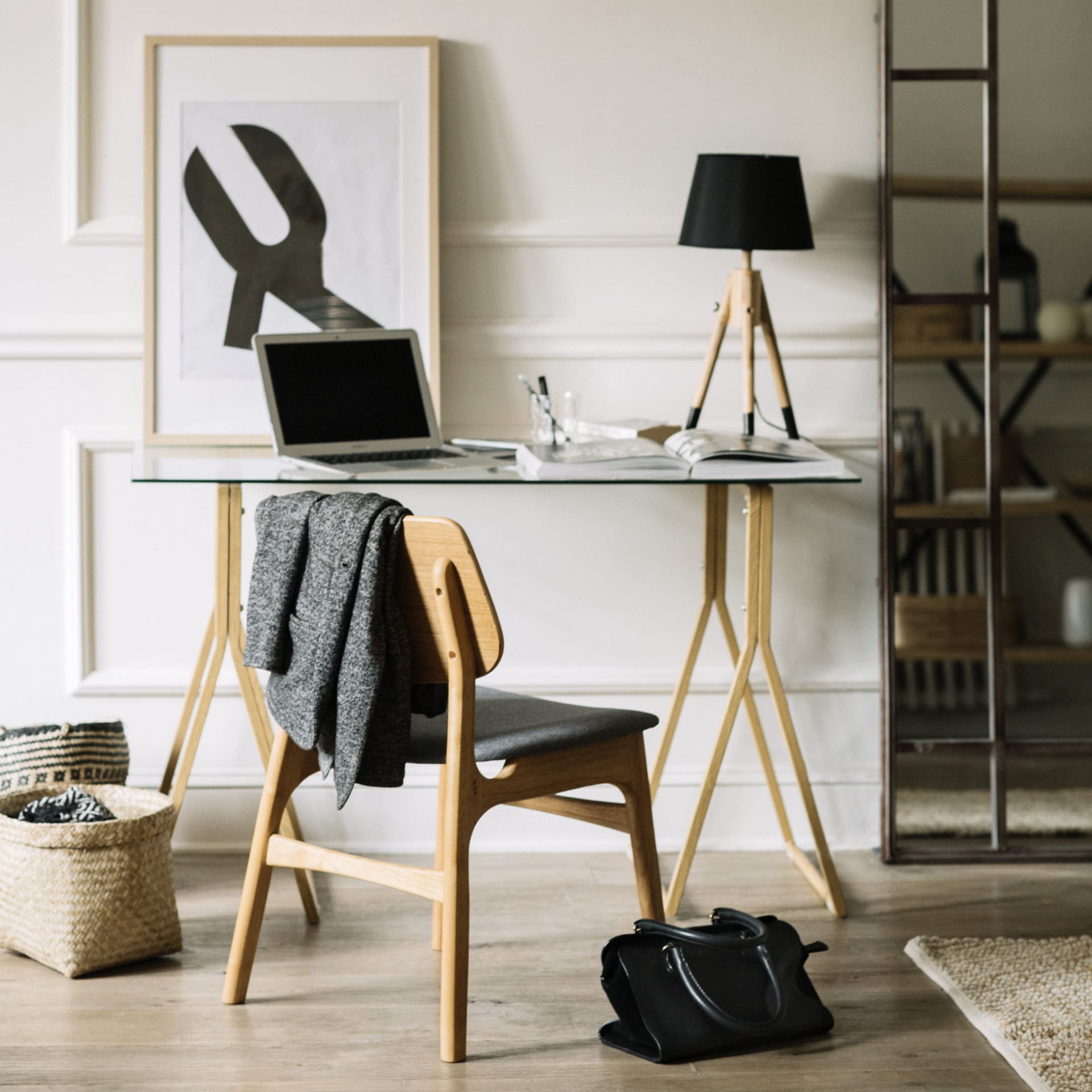 Escritorio de cristal Wood Pattern 120x60x75cm