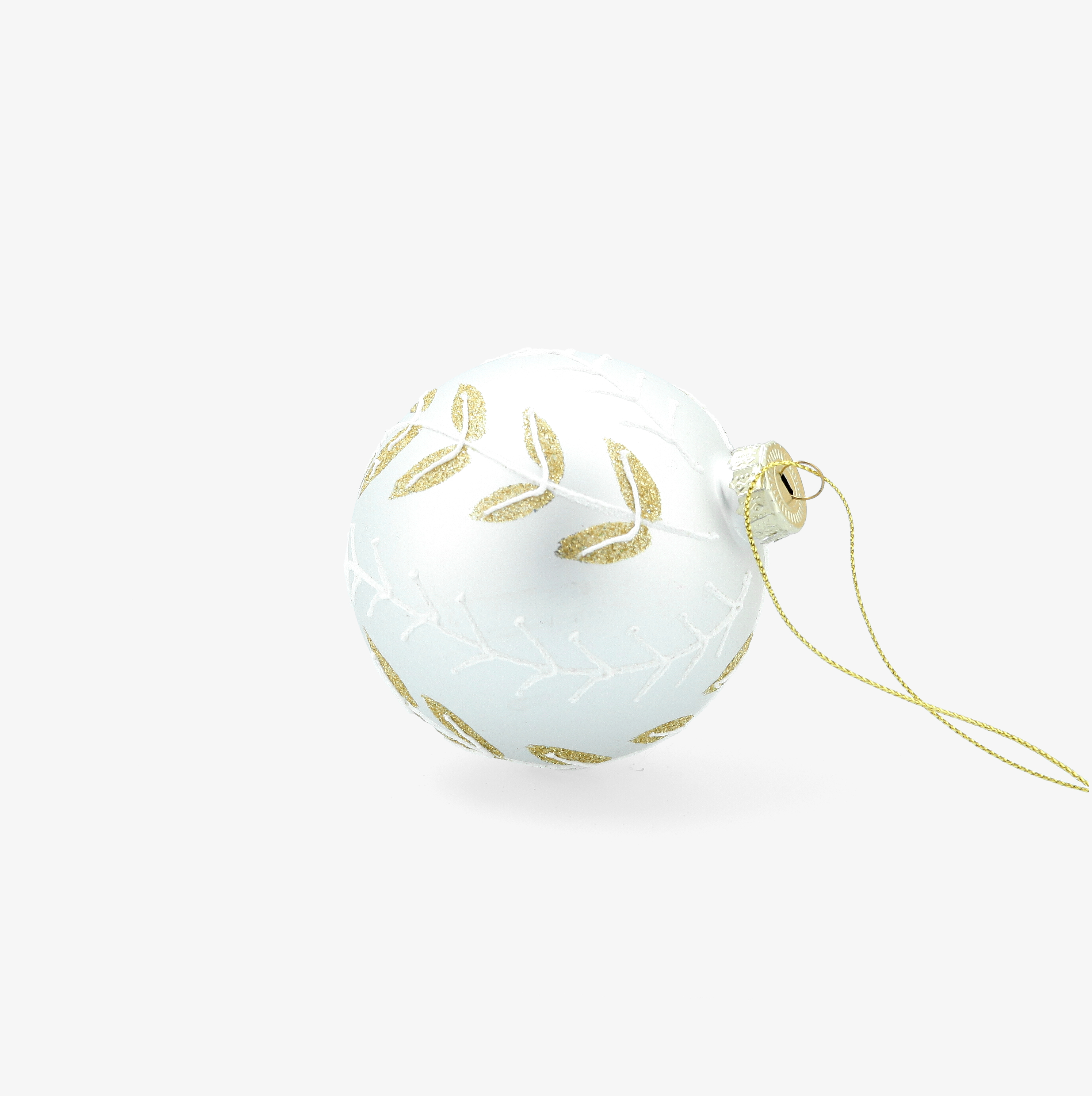 Bola de Navidad blanca y dorada de cristal &Oslash;8cm