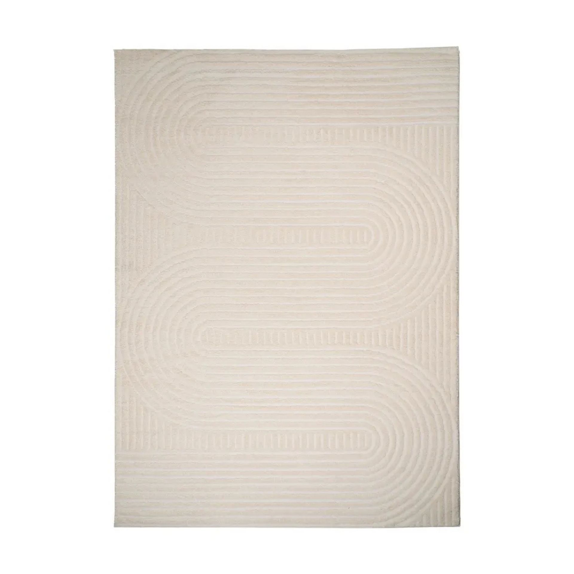 Alfombra beige de poli&eacute;ster y yute relieve 240x330cm