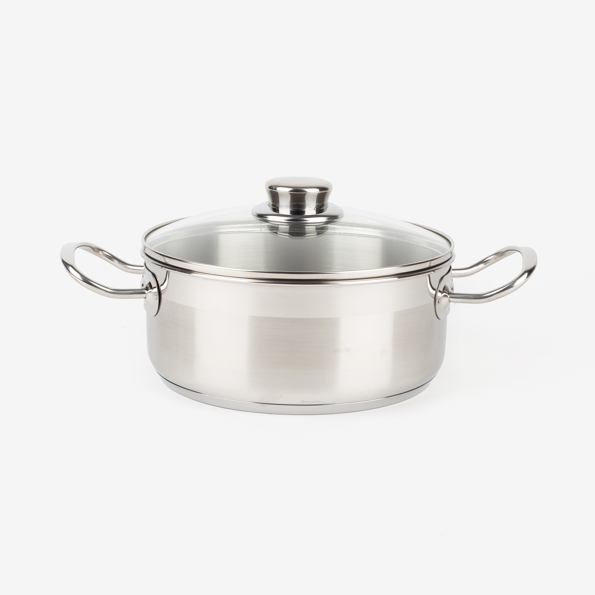 Cacerola de acero inoxidable con tapa de cristal Ø24cm