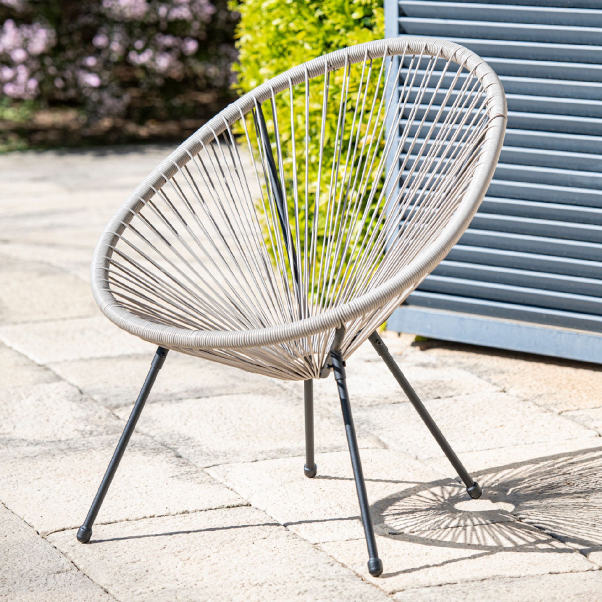 Silla de jardín de ratán sintético gris Acapulco 72x90x83cm