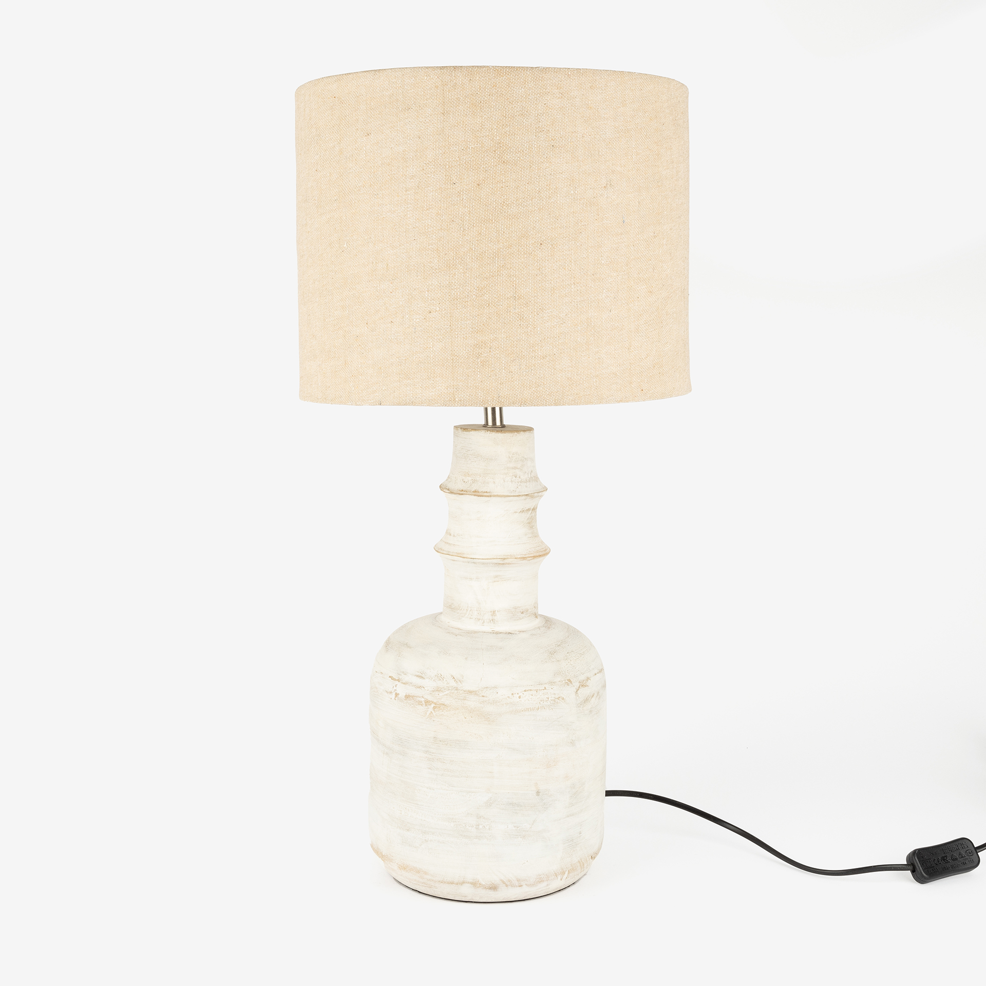 L&aacute;mpara de mesa de madera blanca Dira &Oslash;30x57cm