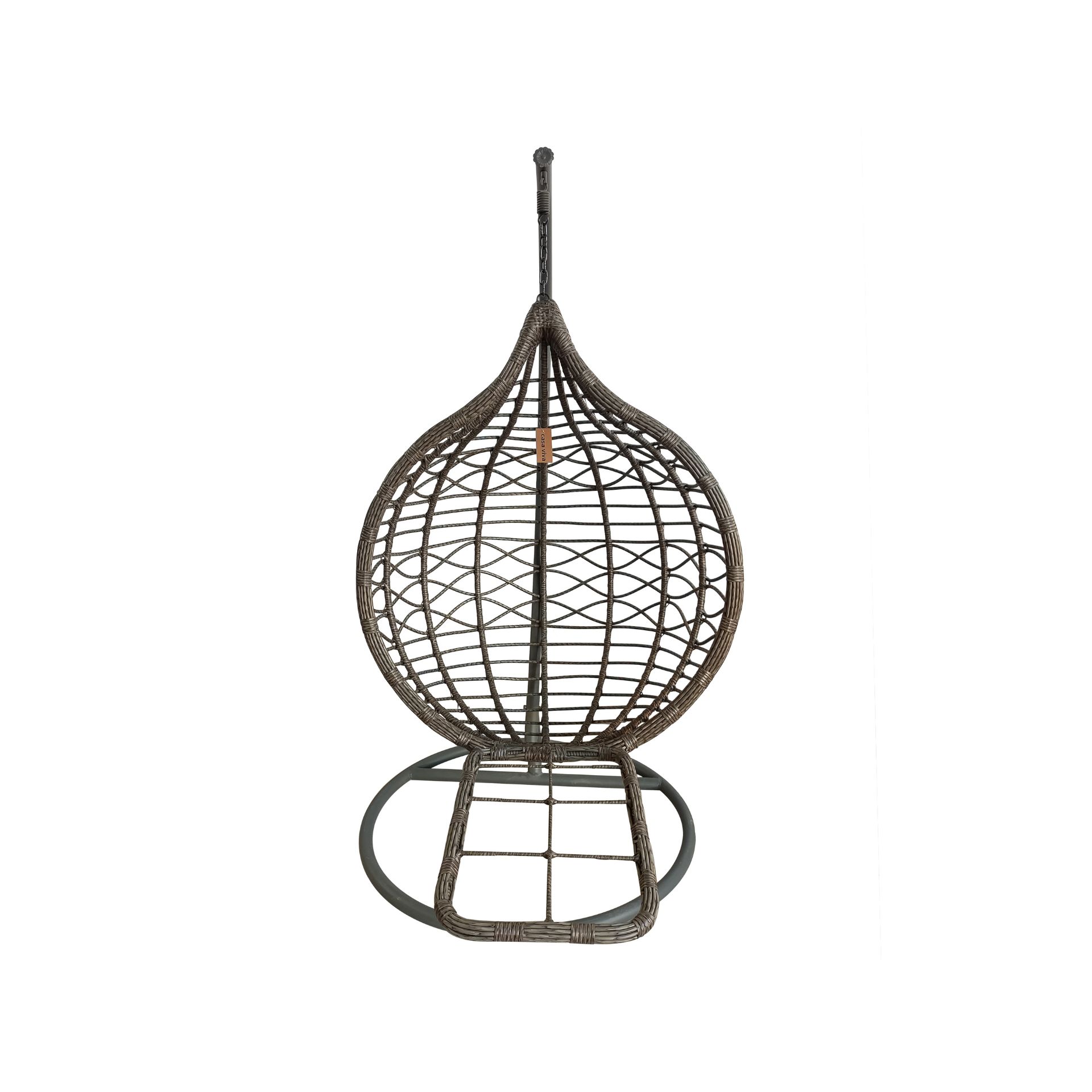 Sill&oacute;n colgante con reposapi&eacute;s beige de rat&aacute;n sint&eacute;tico Cozumel 195cm Clau&Chloe