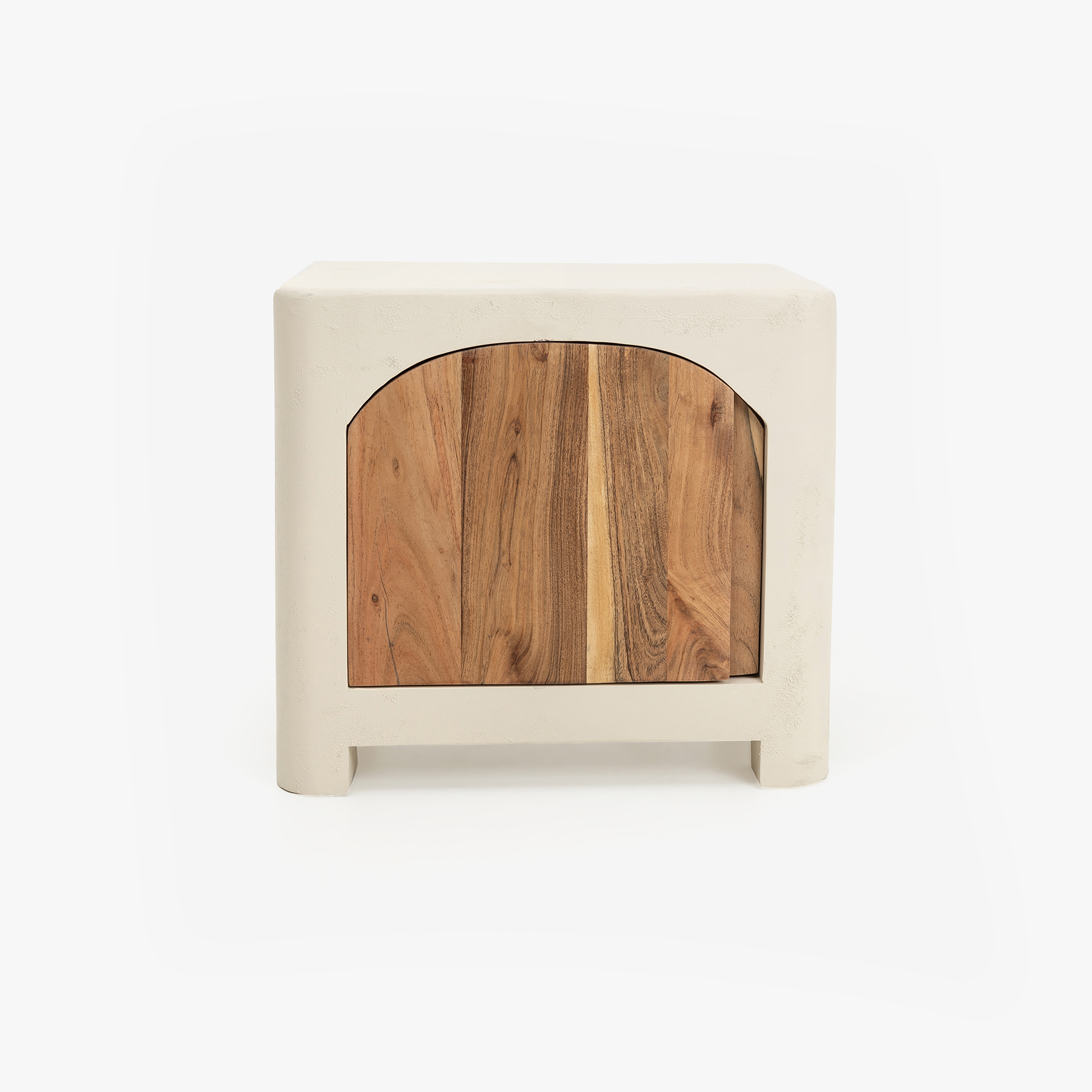 Mesita de noche de madera de acacia y microcemento Kurli 50x40x45cm Clau&Chloe