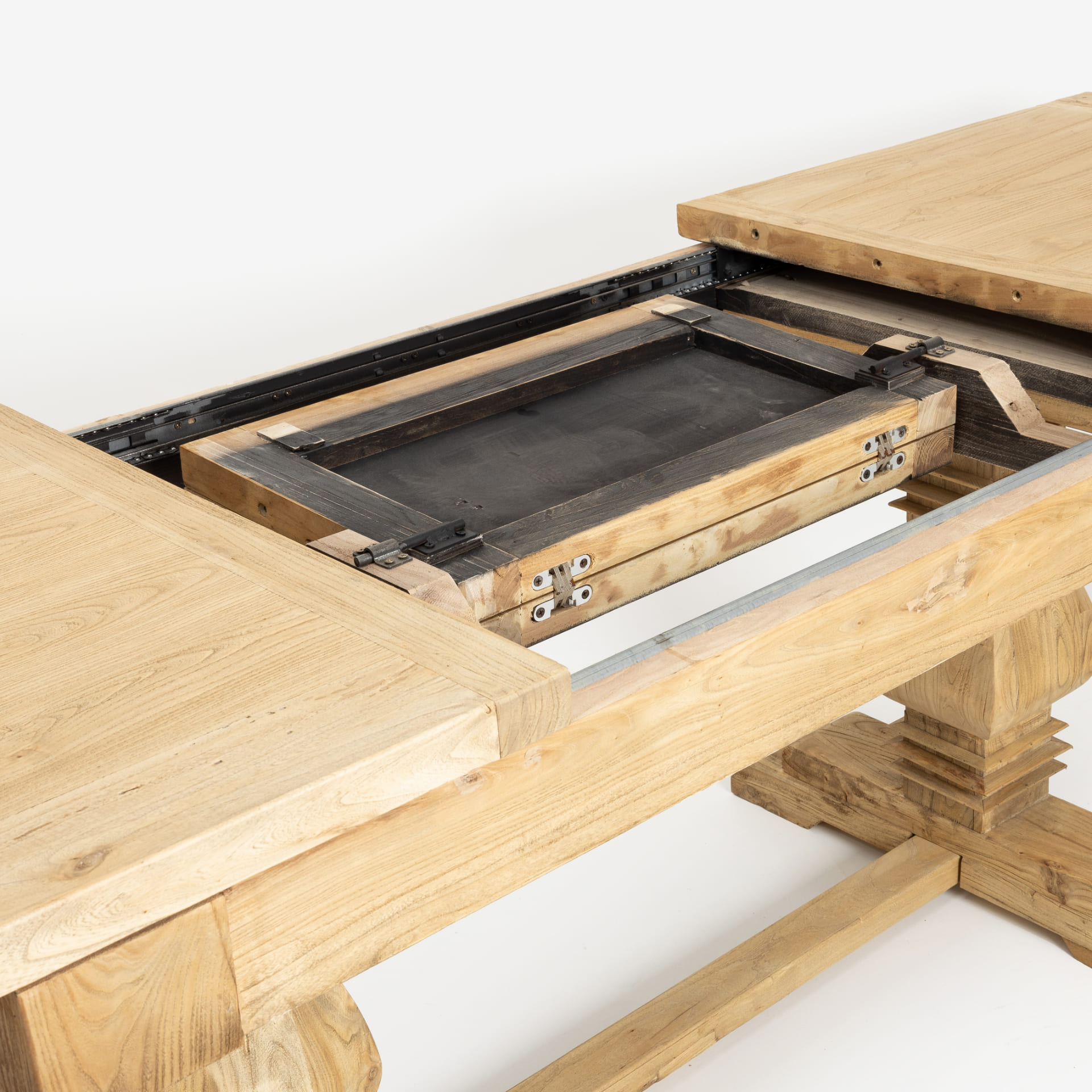 Mesa de comedor extensible de madera de olmo reciclada Toulouse 160/220x80x76cm