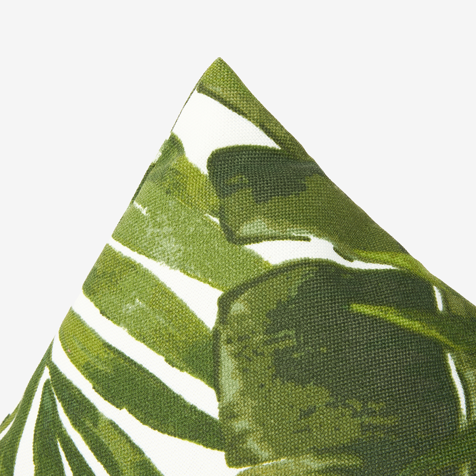 Coj&iacute;n de exterior con hojas verdes de poli&eacute;ster 43x43cm