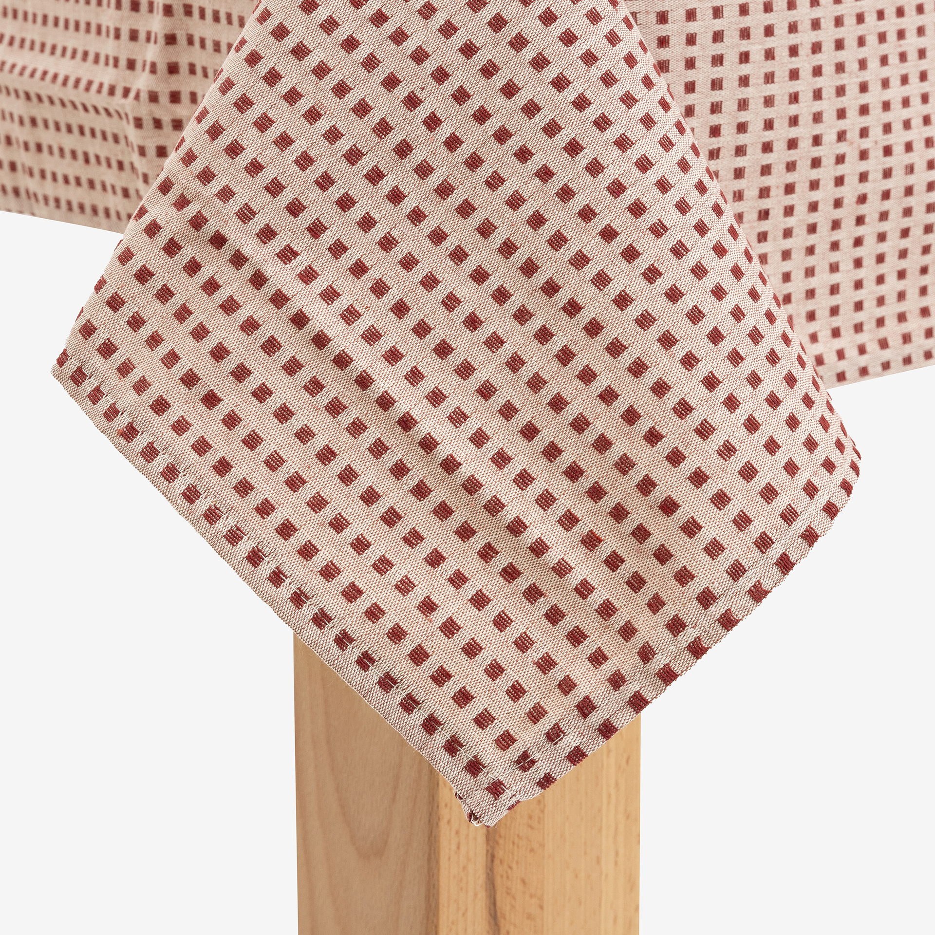 Mantel de algod&oacute;n reciclado granate Trivial 140x200cm