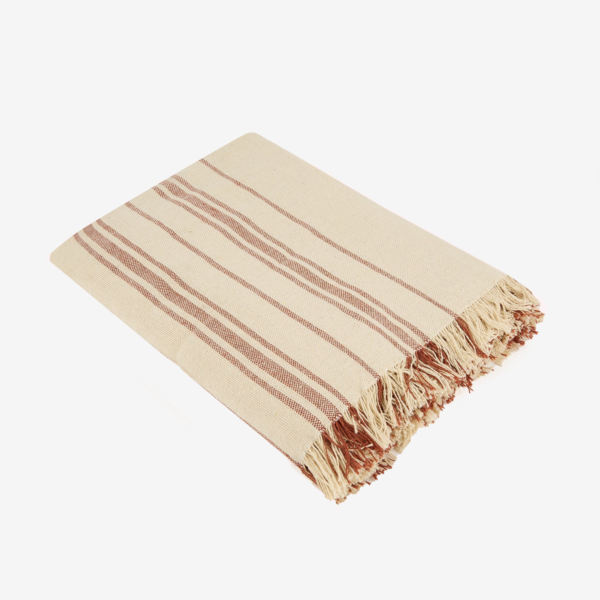 Plaid de rayas beige y teja Niza 125x150cm