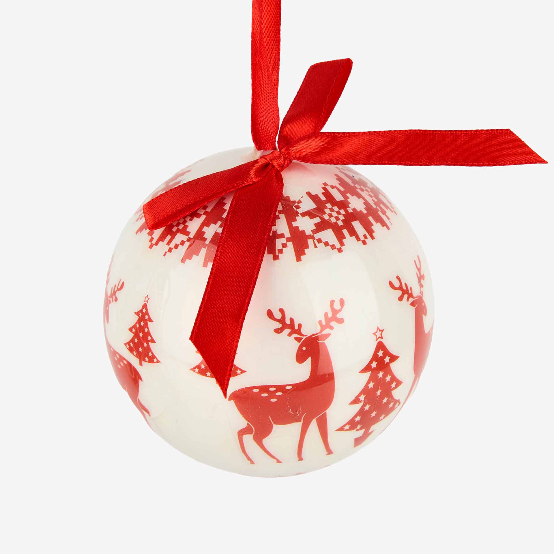 Set 14 bolas decorativas de árbol rojo y blanco Ø8cm