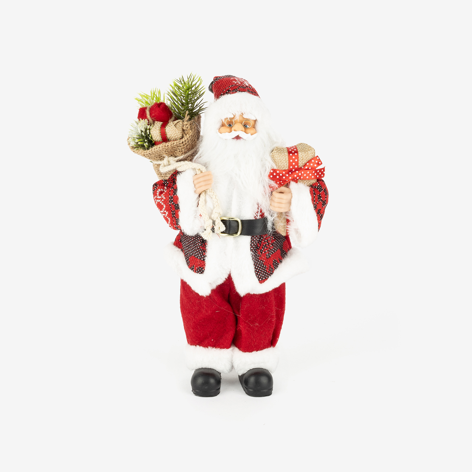 Figura decorativa Santa Claus con saco de regalos 30cm