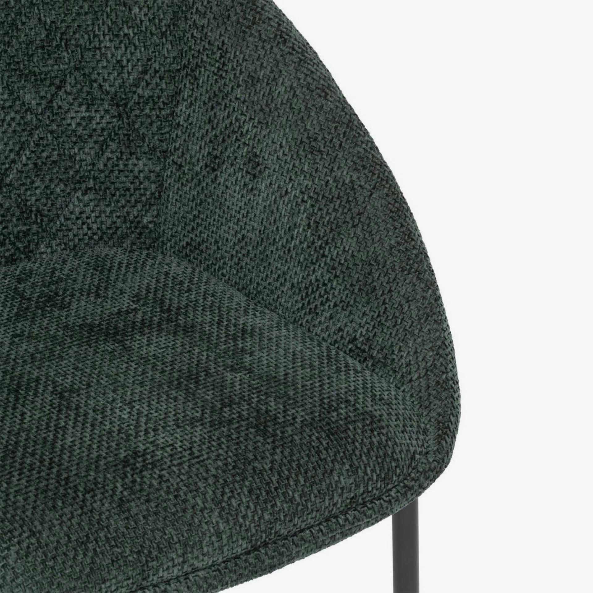 Silla de comedor verde de chenilla Ravel 