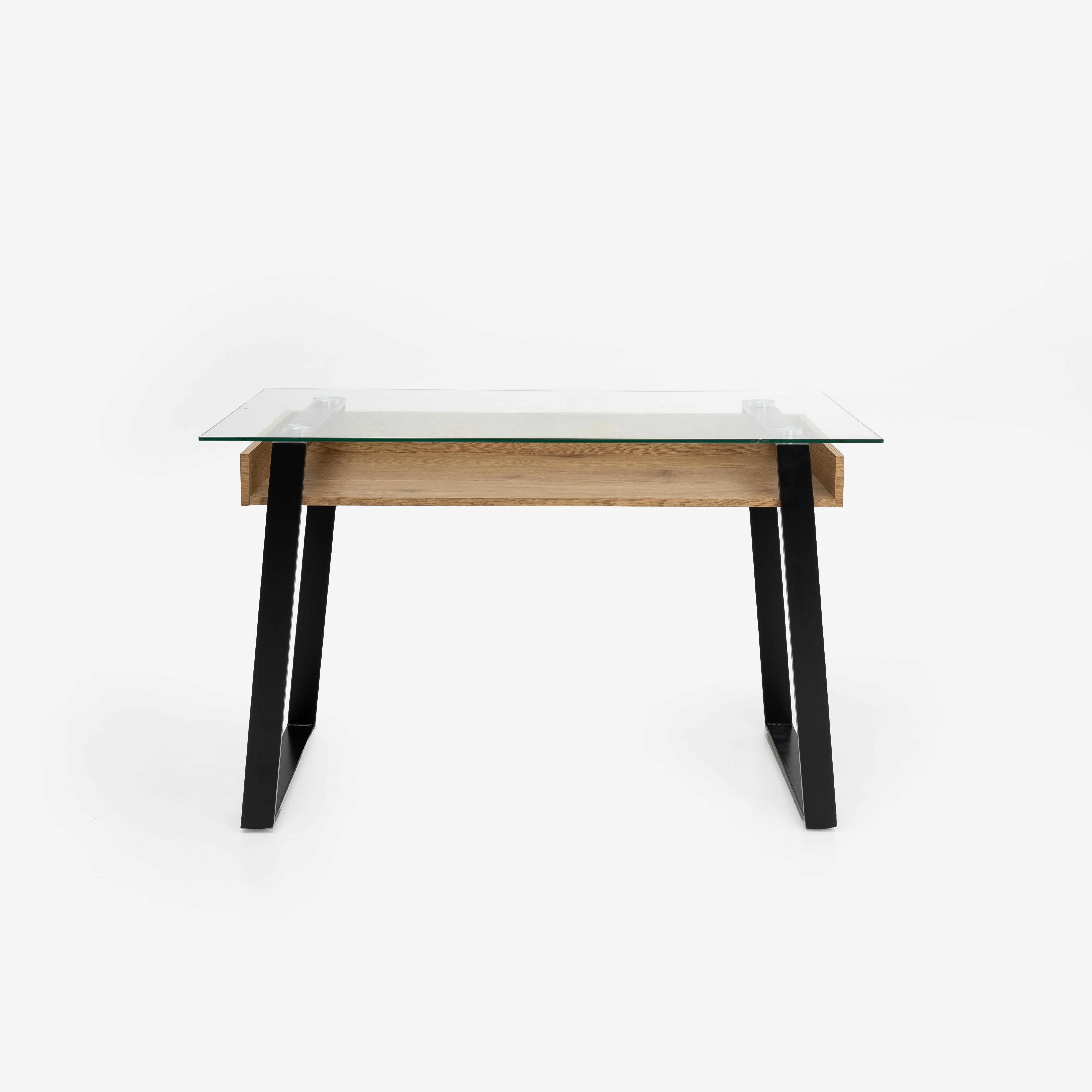 Escritorio de cristal y madera con base de metal Olav 120x60x75cm