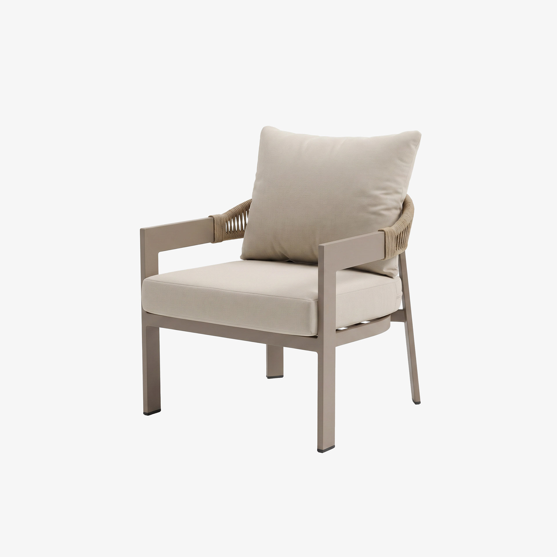Set de jard&iacute;n de 4 piezas de aluminio y cuerda beige Portofino