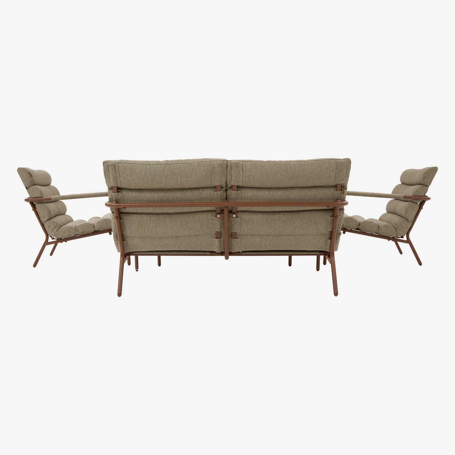 Conjunto de jard&iacute;n para 4 personas de acero caoba Solani