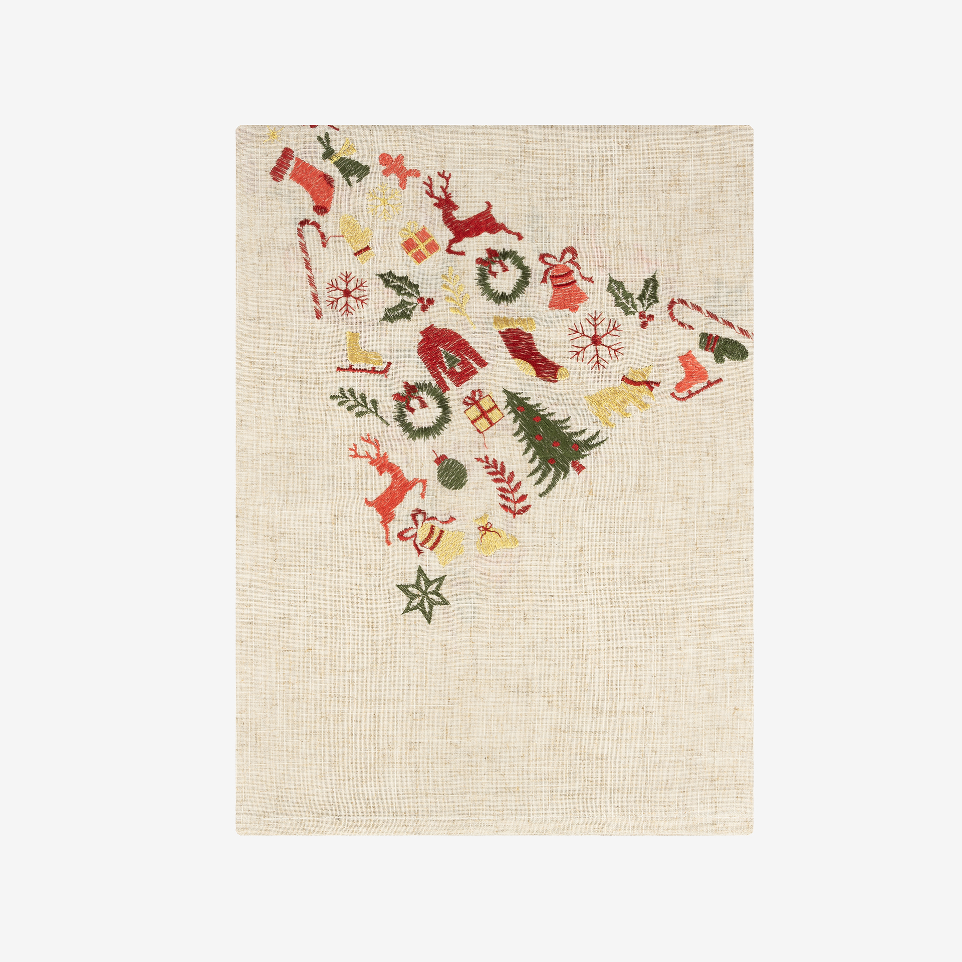 Mantel de lino con bordado Árbol 150x250cm