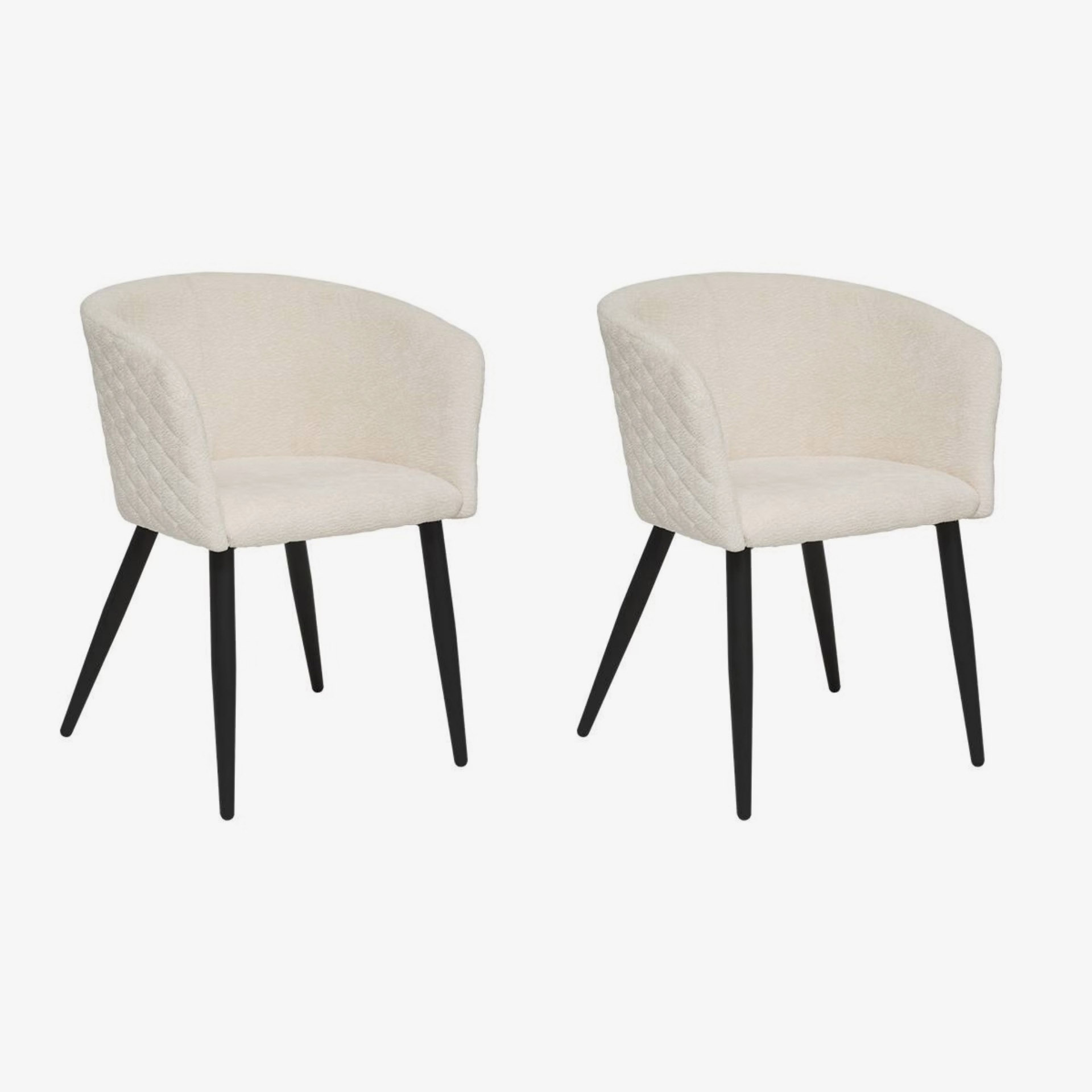 Sill&oacute;n de comedor marfil de chenilla con patas negras Zarel 