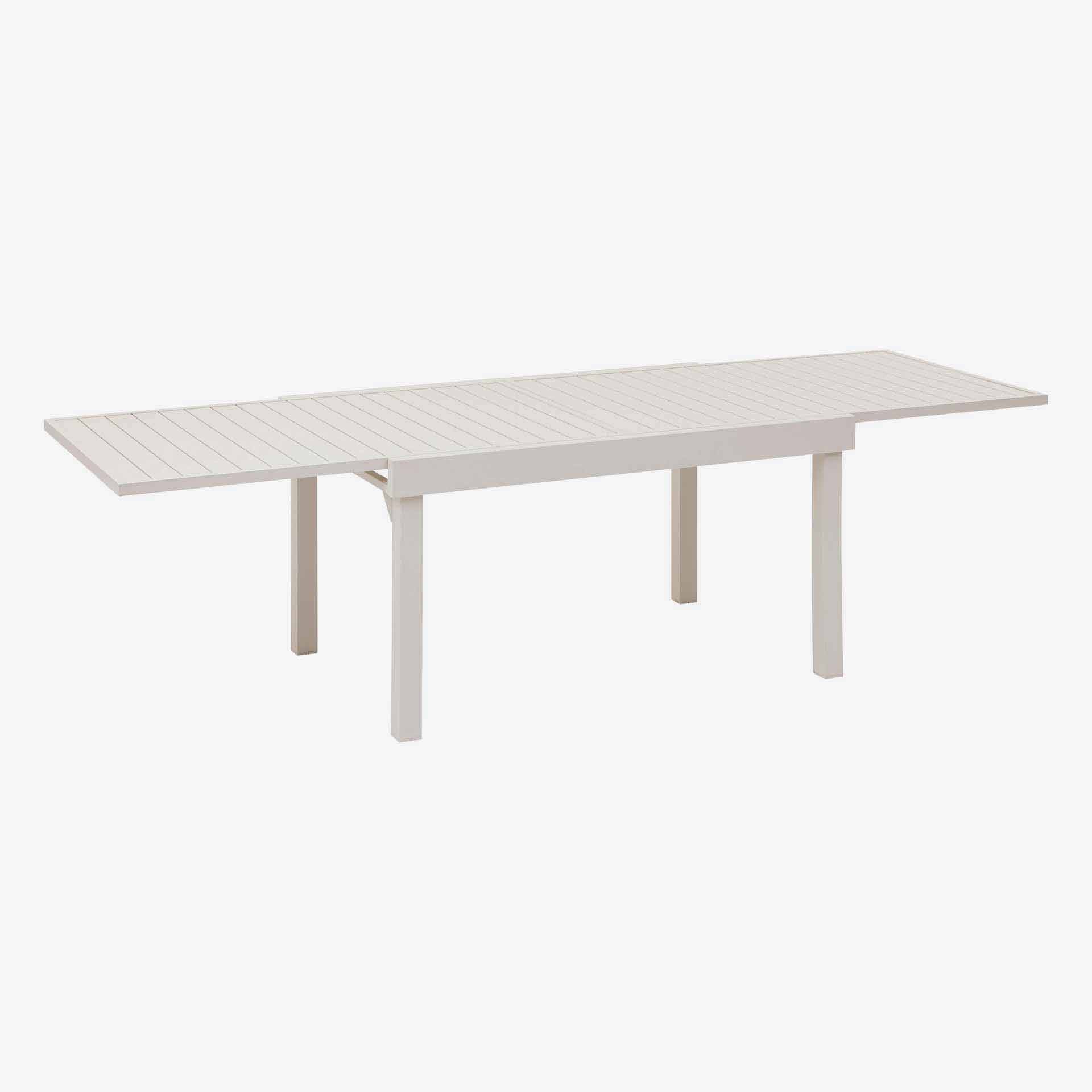 Mesa de comedor de jard&iacute;n extensible de aluminio crema Piazor 135x90x76cm