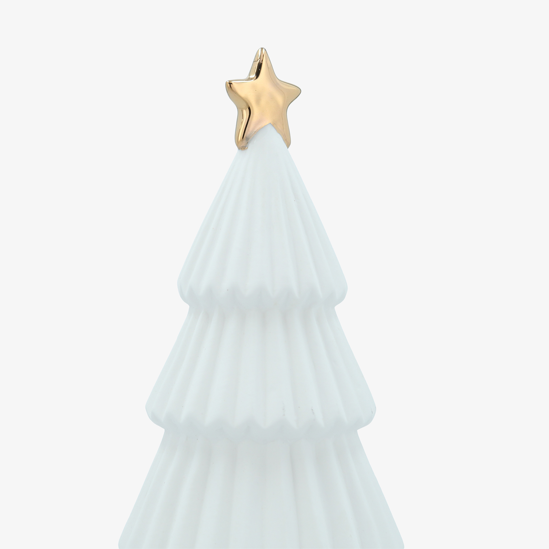 Figura decorativa de &aacute;rbol de Navidad de porcelana blanca con luz LED &Oslash;10x23cm