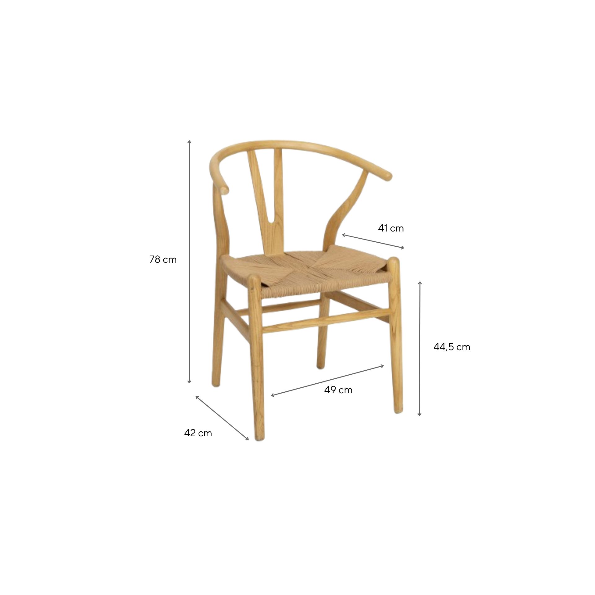 Silla de comedor de madera natural Irma 49x42x78cm Clau&Chloe
