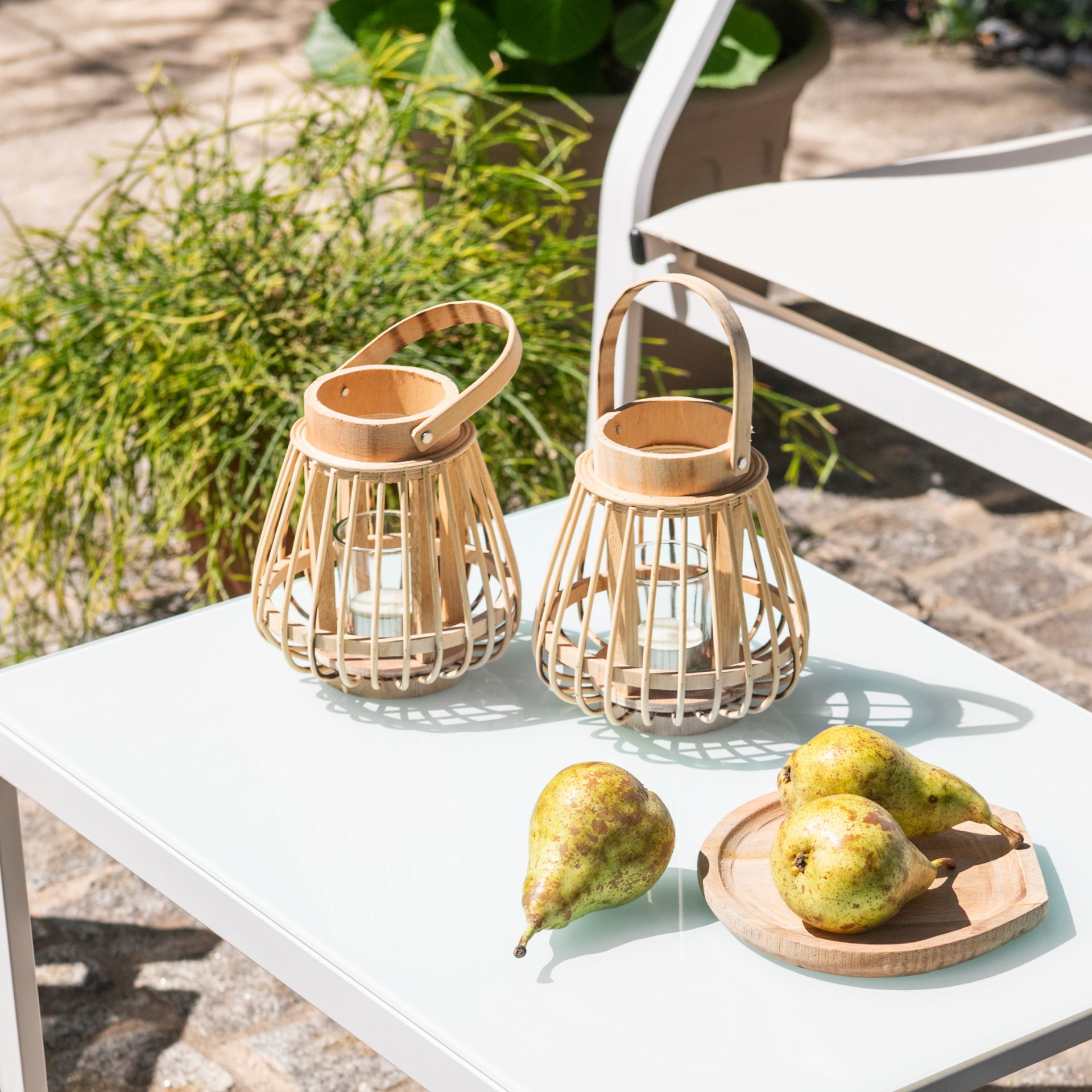 Farol redondo de bamb&uacute; &Oslash;15x16cm