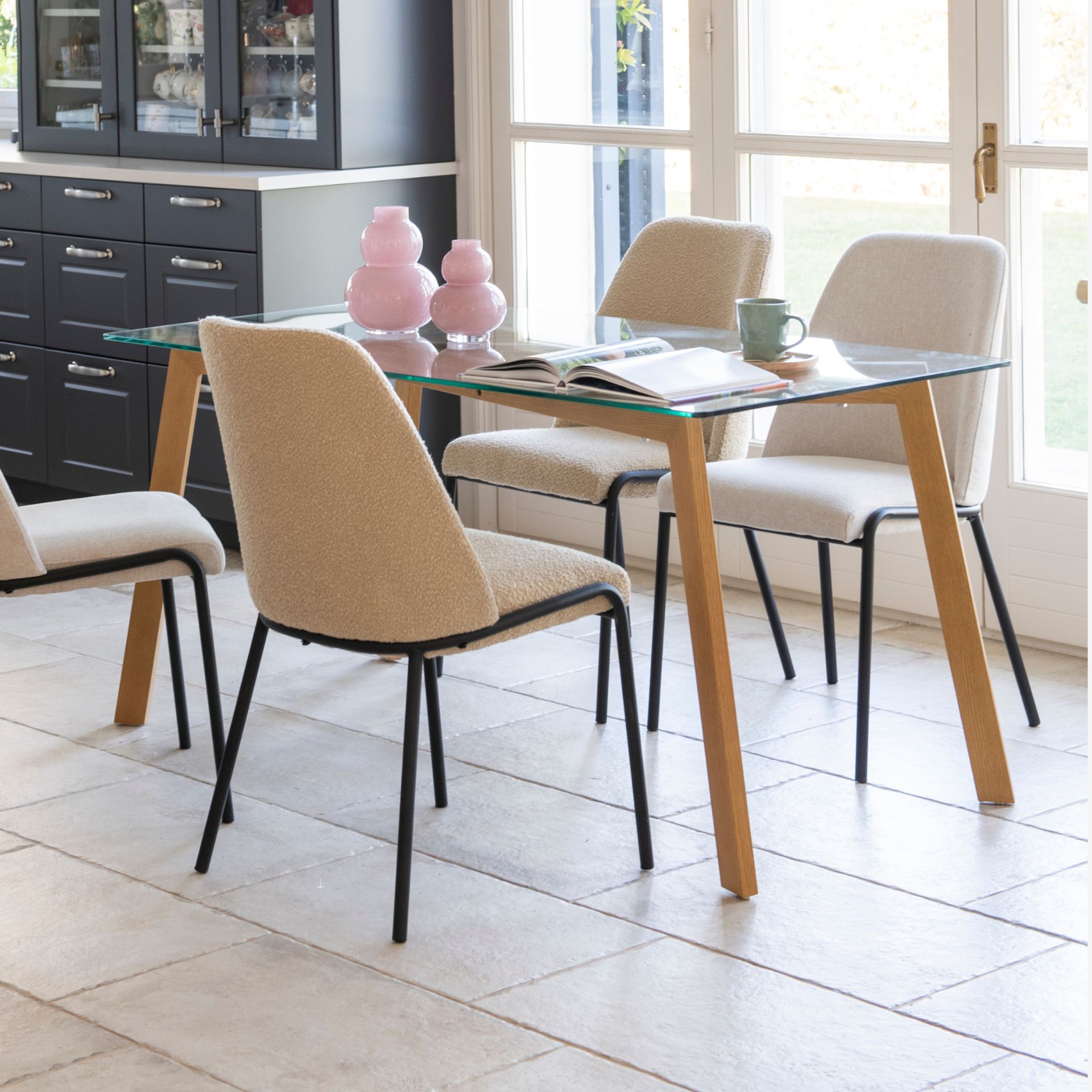 Mesa de comedor de cristal Wood Pattern 150x80x75cm