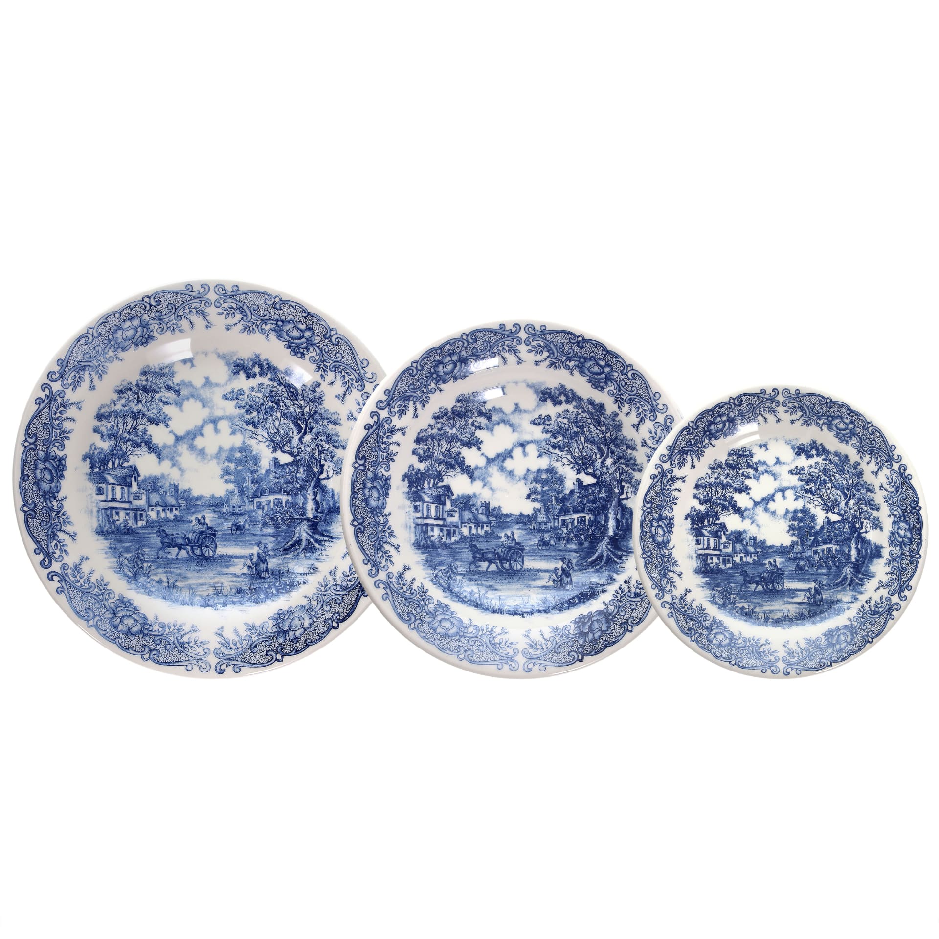 Vajilla de porcelana 18 piezas de gres azul England