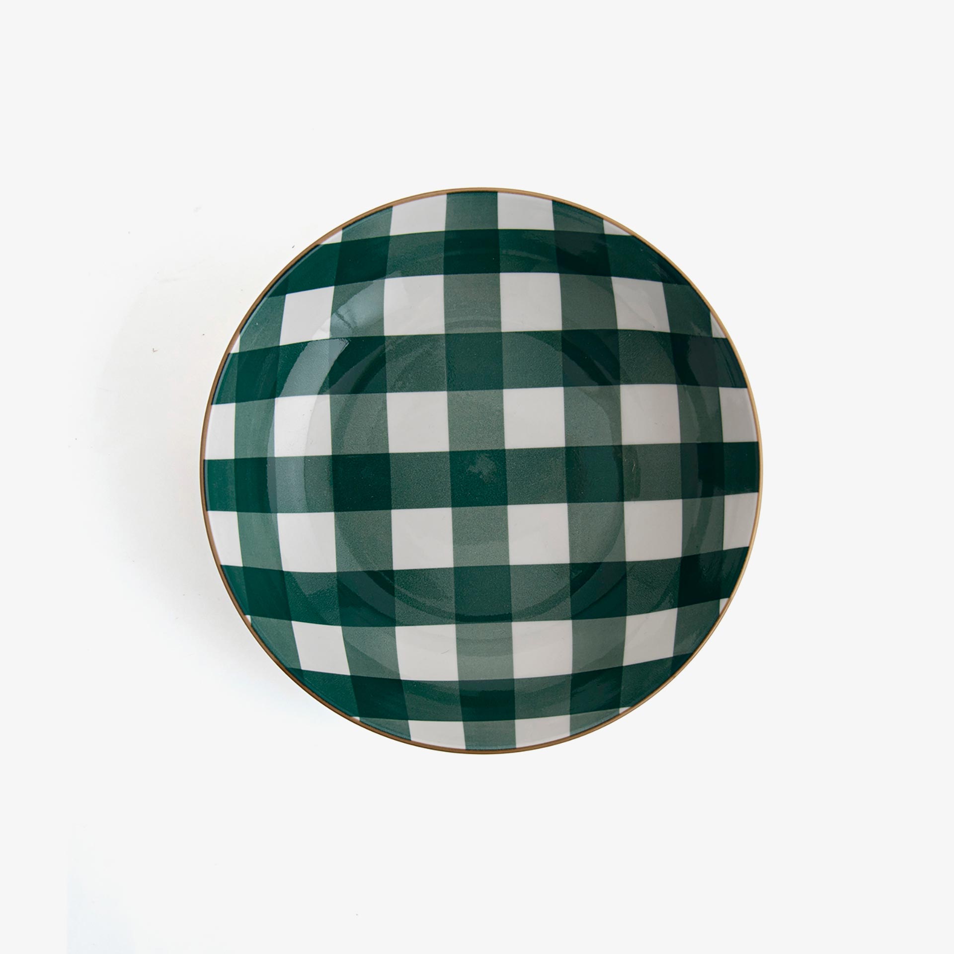 Plato hondo de vichy verde de porcelana Pradera &Oslash;20cm