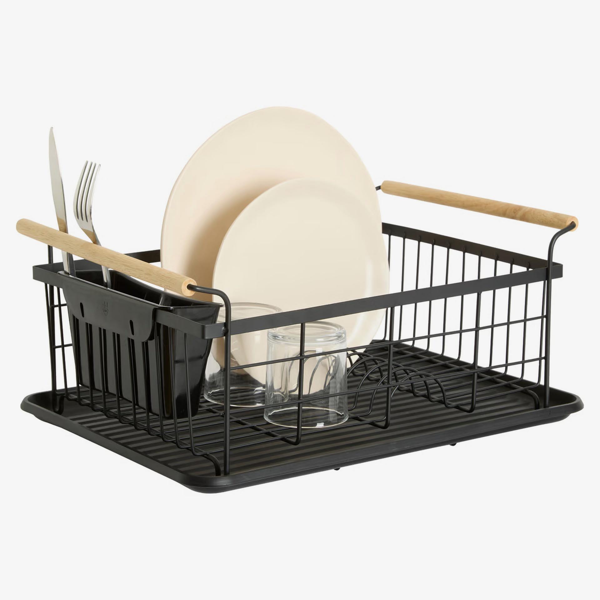 Escurreplatos 1 nivel Blackwood de metal negro 43,5x32,5x18,5cm