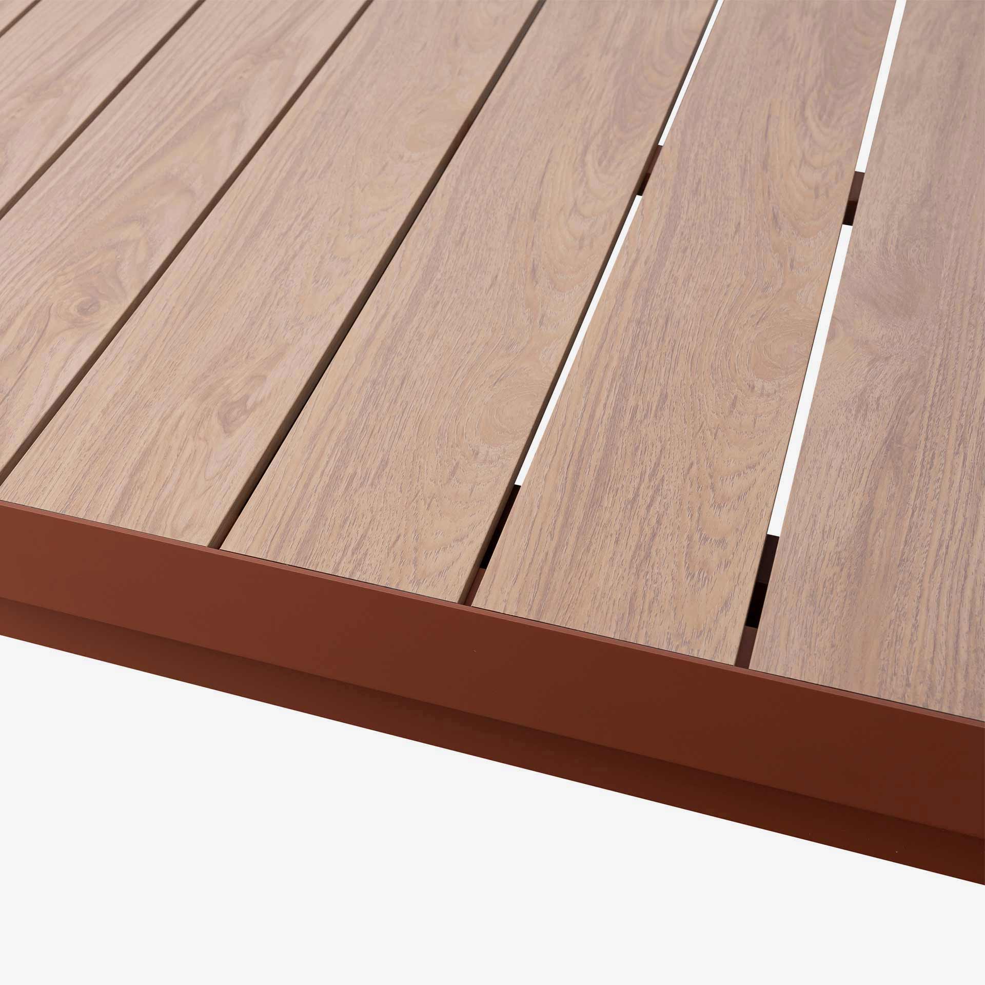 Mesa de comedor de jard&iacute;n extensible de aluminio caoba Evora 214x110x77cm