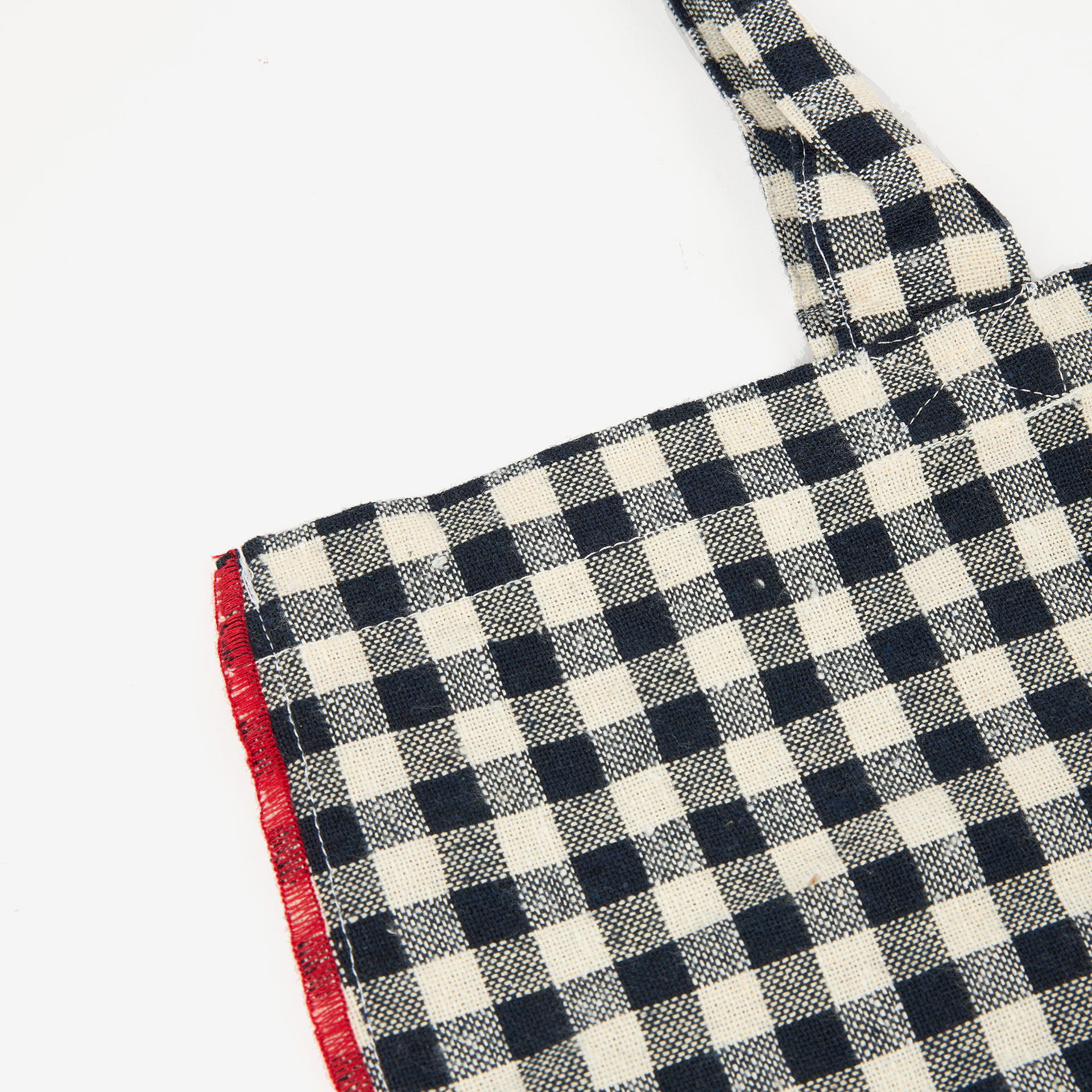 Bolso de algod&oacute;n de cuadros vichy azul Noa 46x44x10cm Clau&Chloe