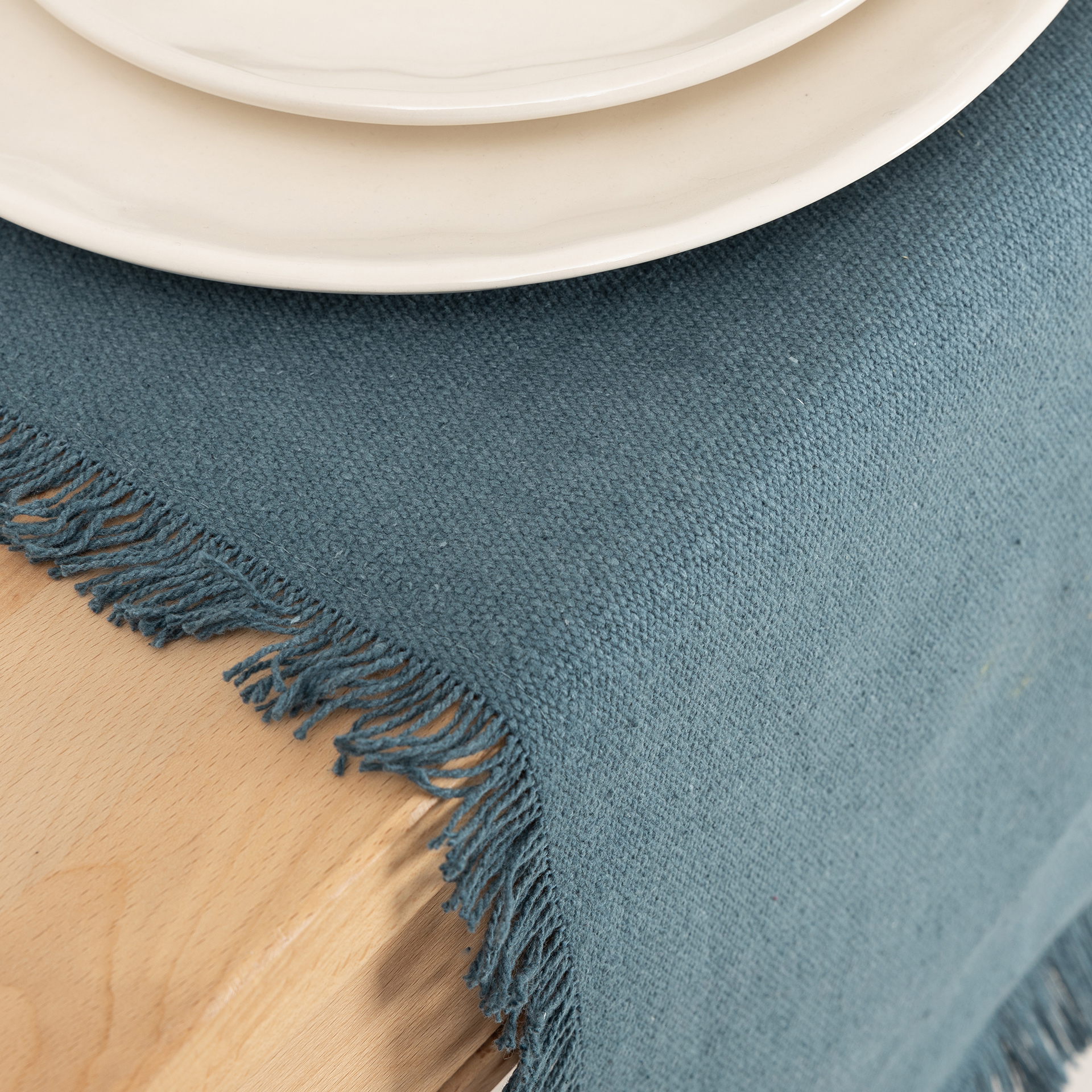 Camino de mesa de algodón azul Maya 140x38cm