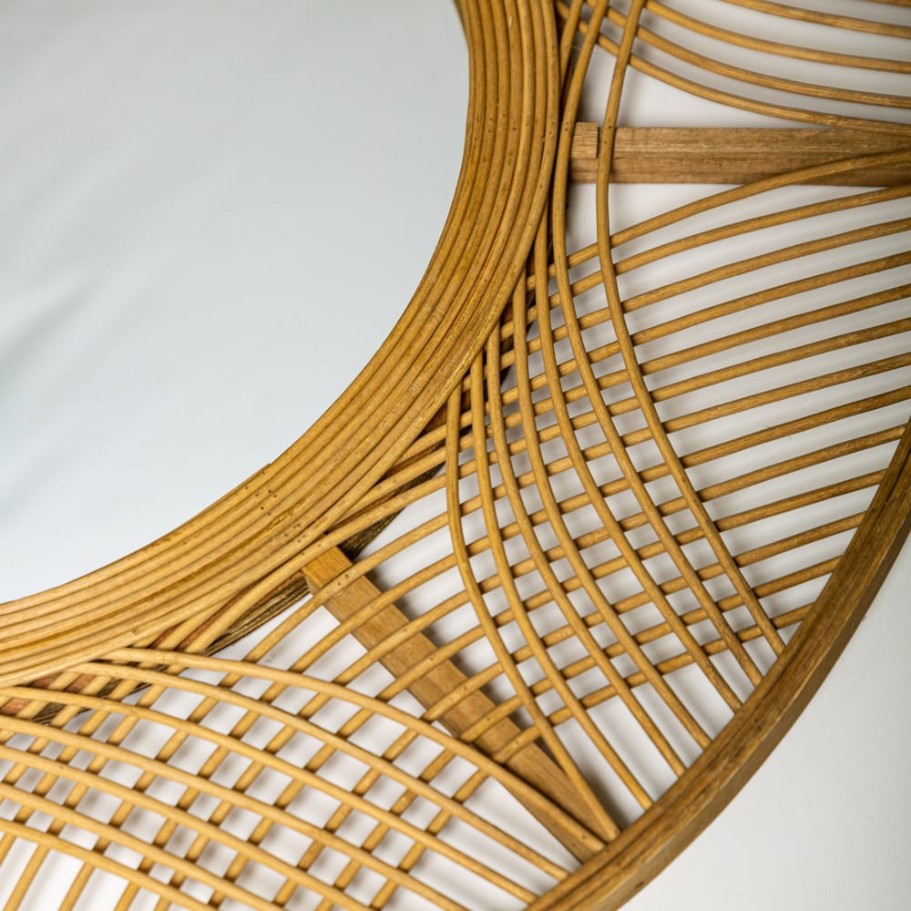 Espejo de pared redondo de bamb&uacute; &Oslash;70cm