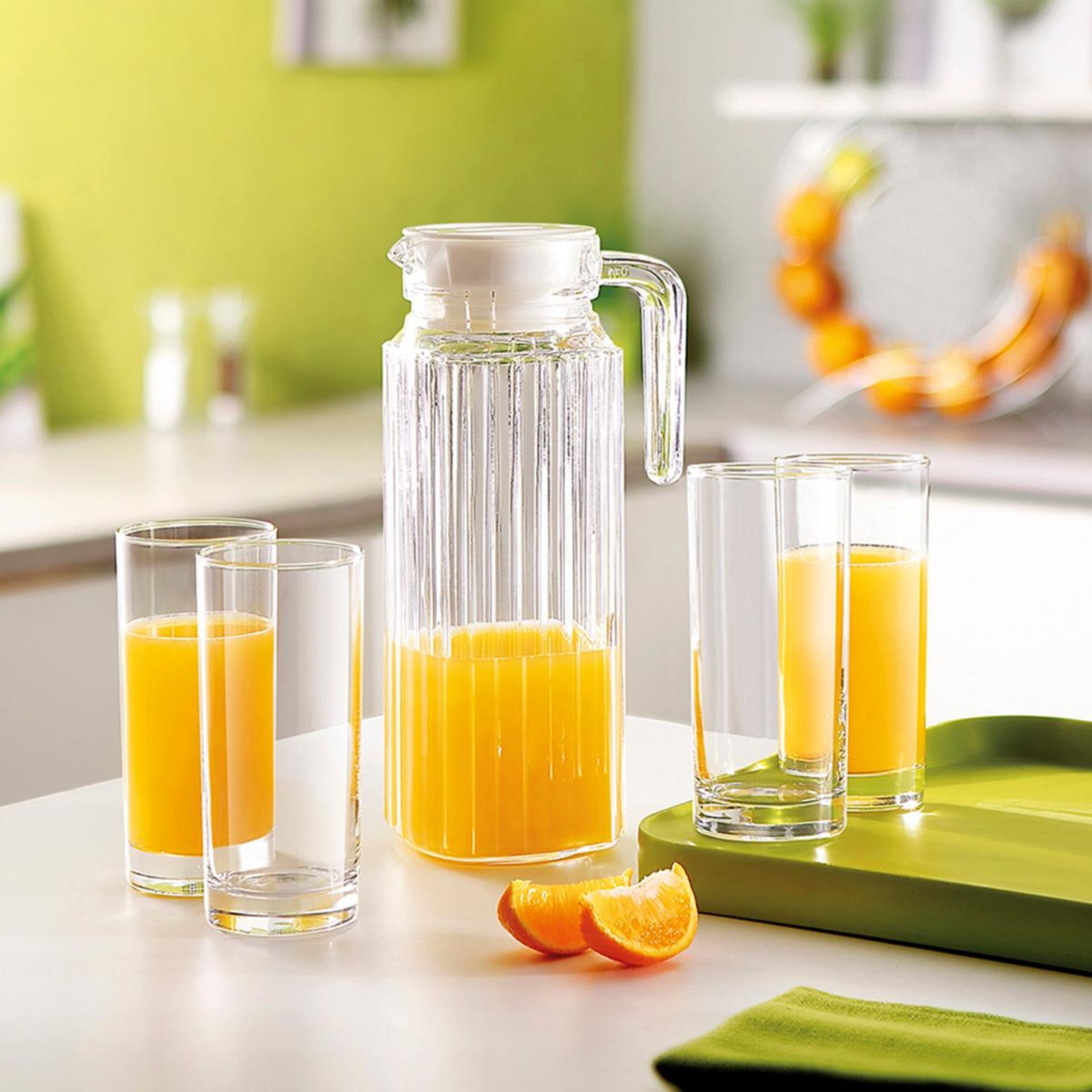 Jarra de agua de cristal con tapa Quadro 1,1L