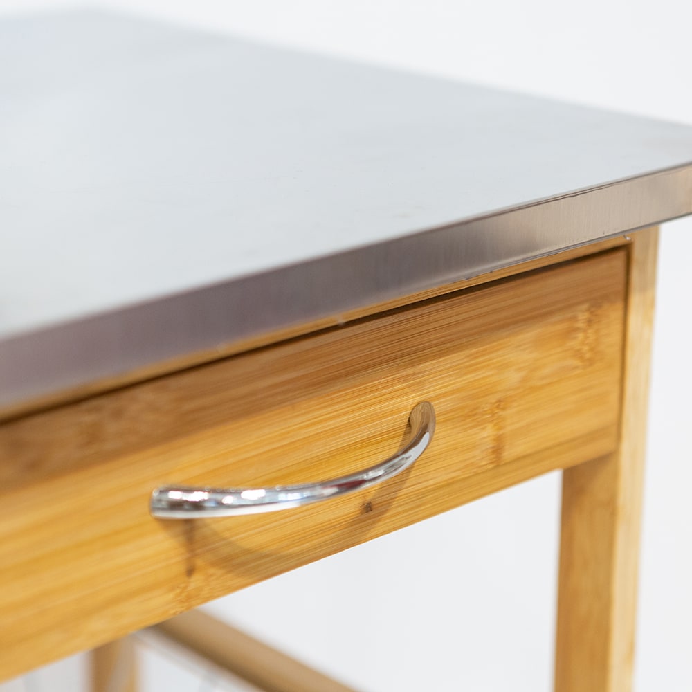 Carro de cocina de madera bambú 74x37x86cm