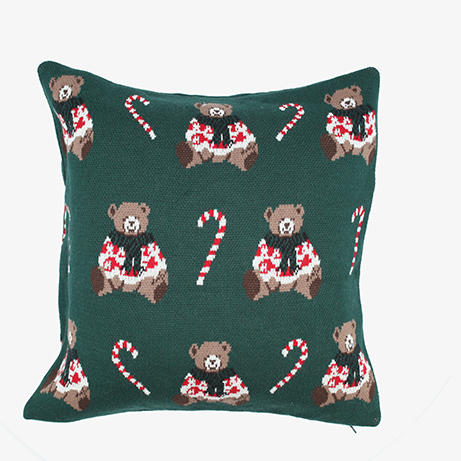 Funda de coj&iacute;n verde con ositos Teddy 45x45cm