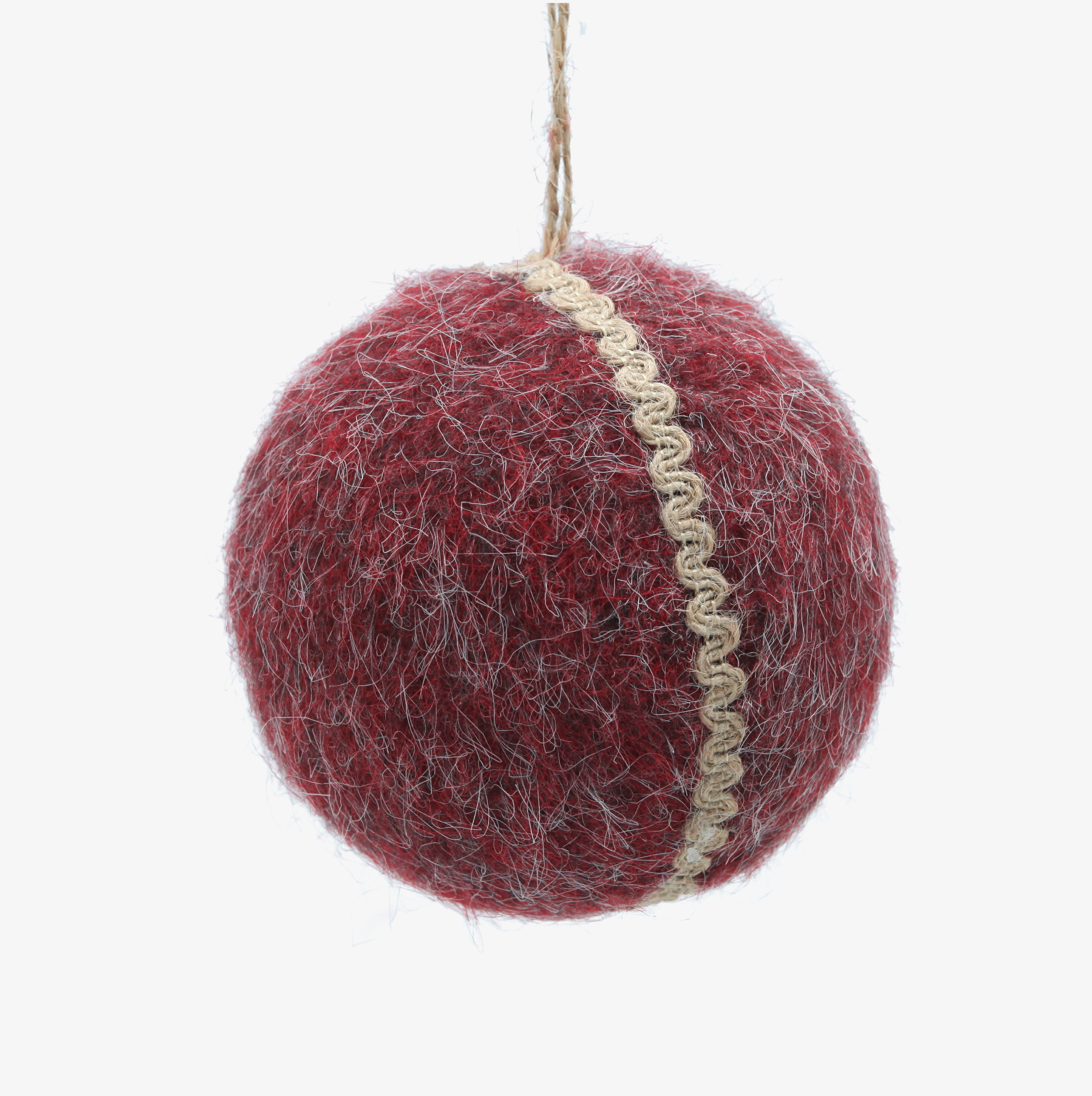 Bola de Navidad de fieltro roja 11x11cm