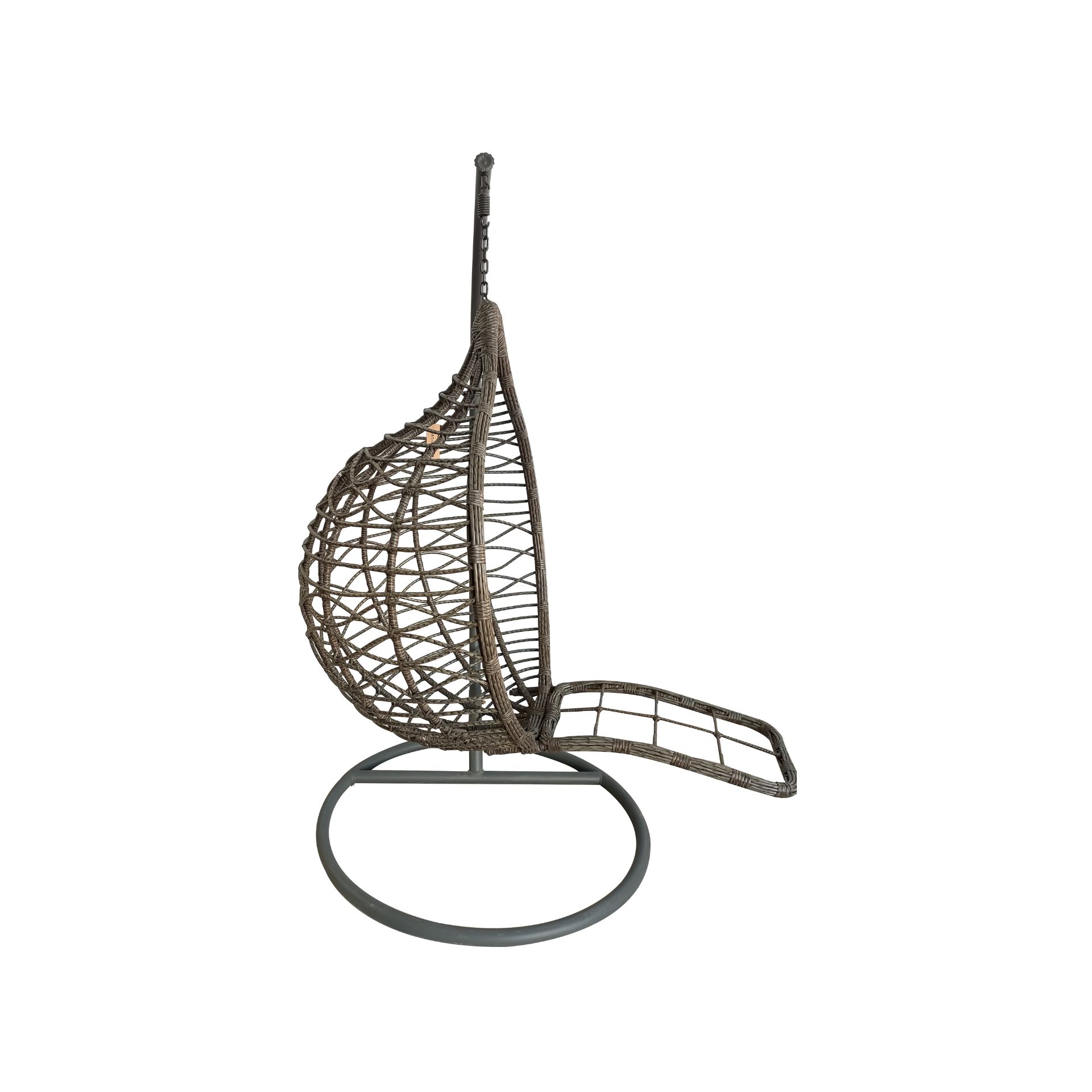 Sill&oacute;n colgante con reposapi&eacute;s beige de rat&aacute;n sint&eacute;tico Cozumel 195cm Clau&Chloe