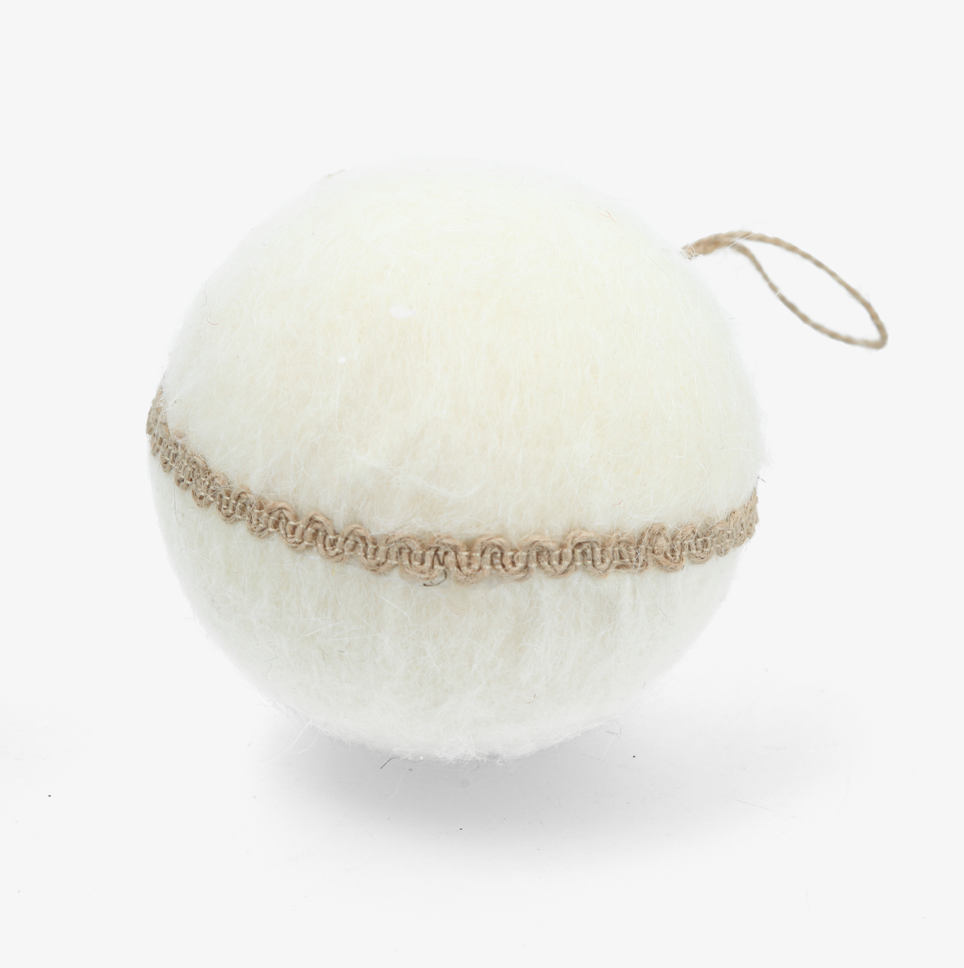 Bola de Navidad de fieltro blanca 11x11cm